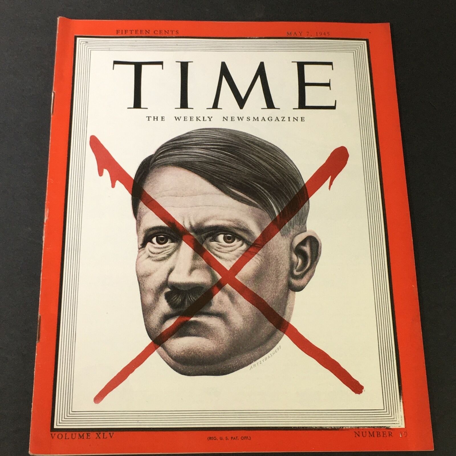 VTG Time Magazine Vol. 45 #19 May 7 1945 - Crossed Out Adolf Hitler Face