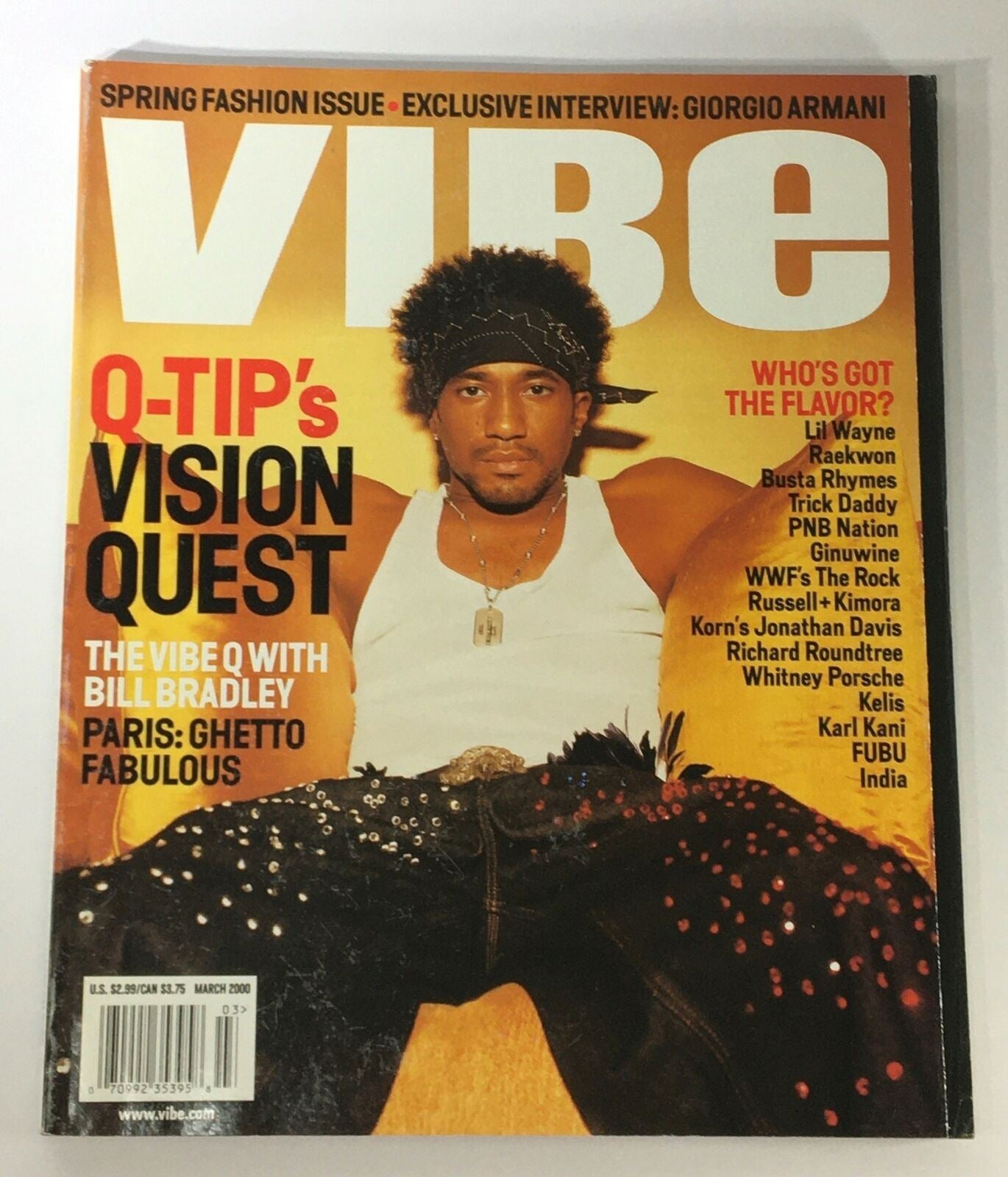 Vibe Magazine March 2000 - Q-Tip's Vision Quest with Bill Bradley / Newsstand