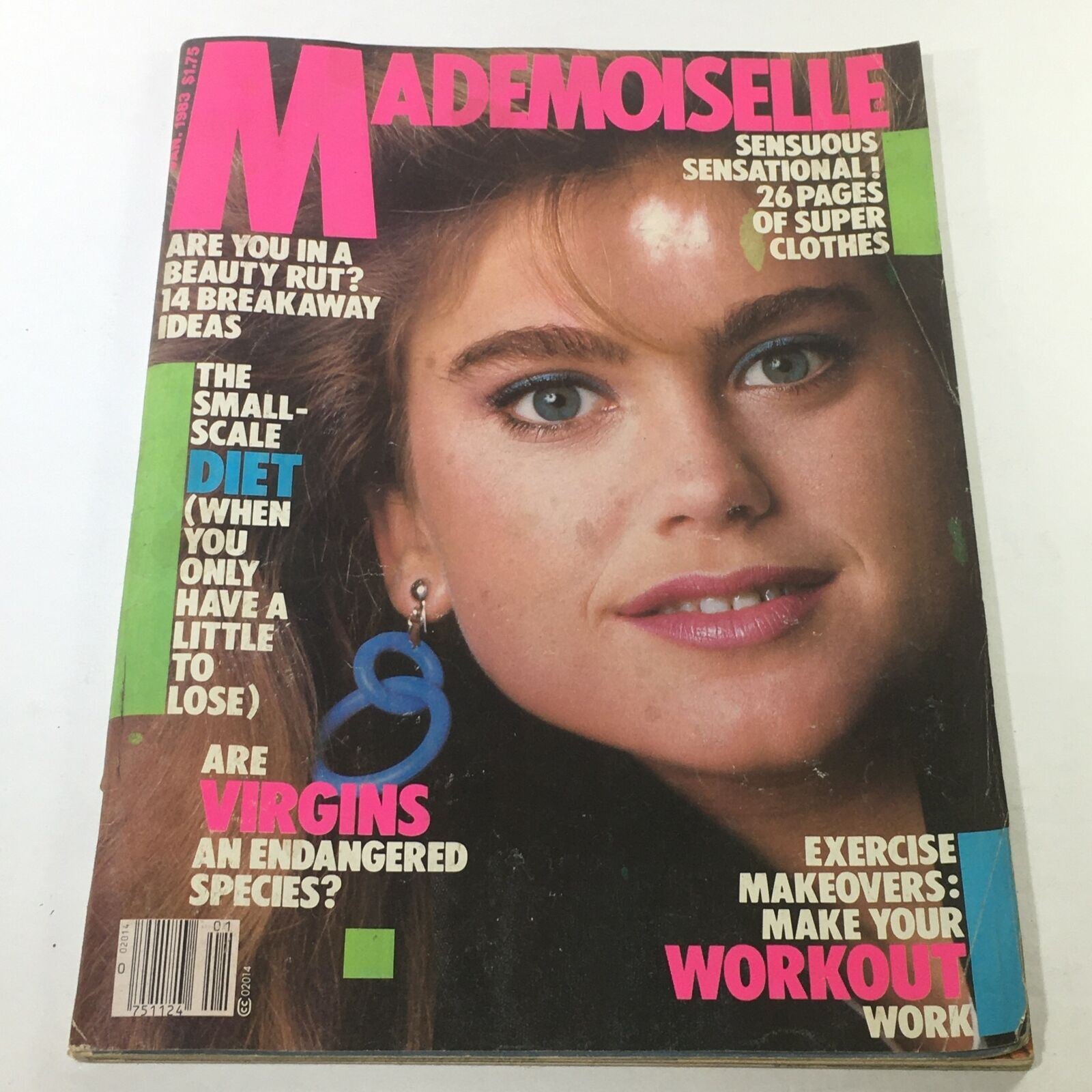 VTG Mademoiselle Magazine: January 1983 - Kathy Ireland Cover No Label/Newsstand