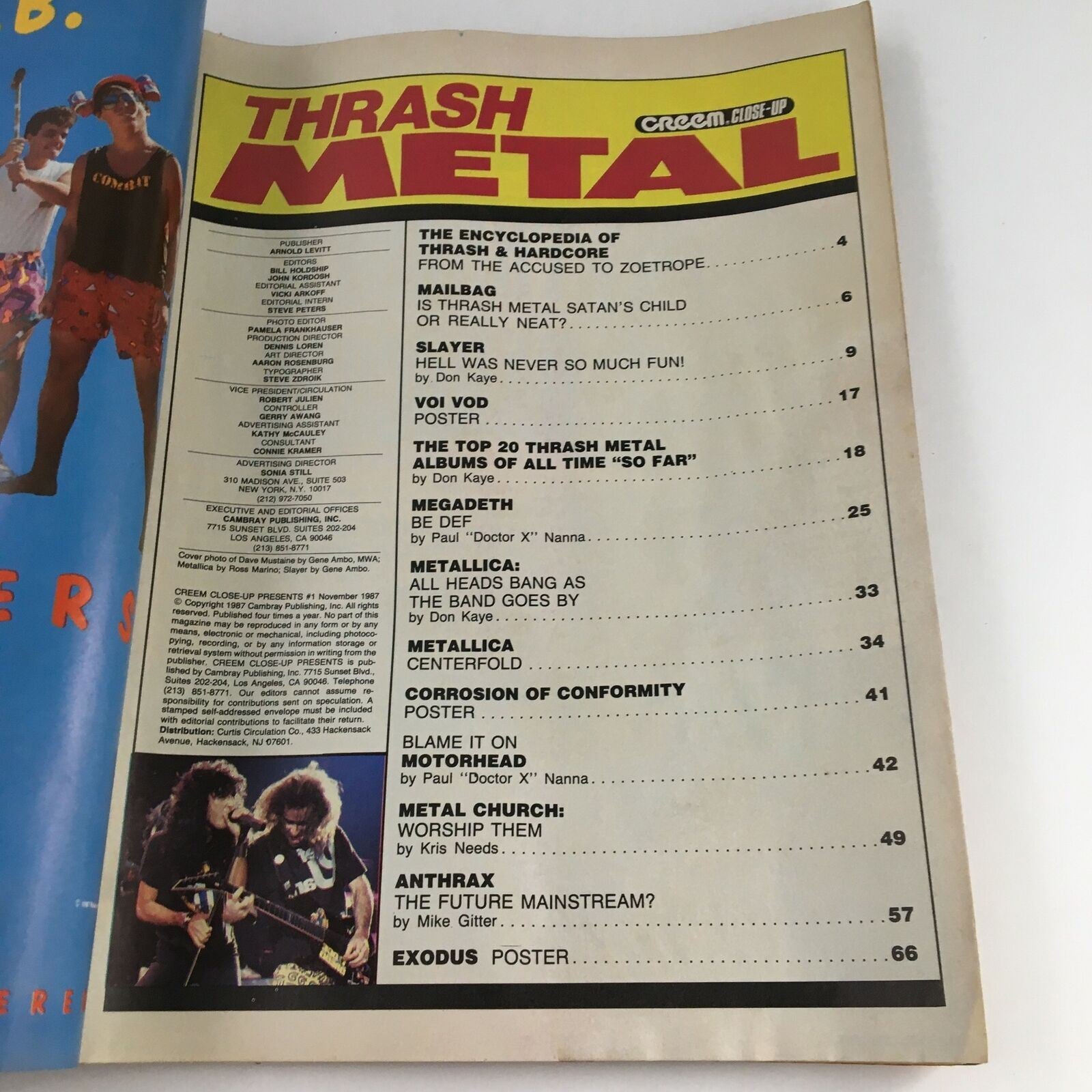 Creem Thrash Metal Magazine November 1987 Dave Mustaine,  No Label