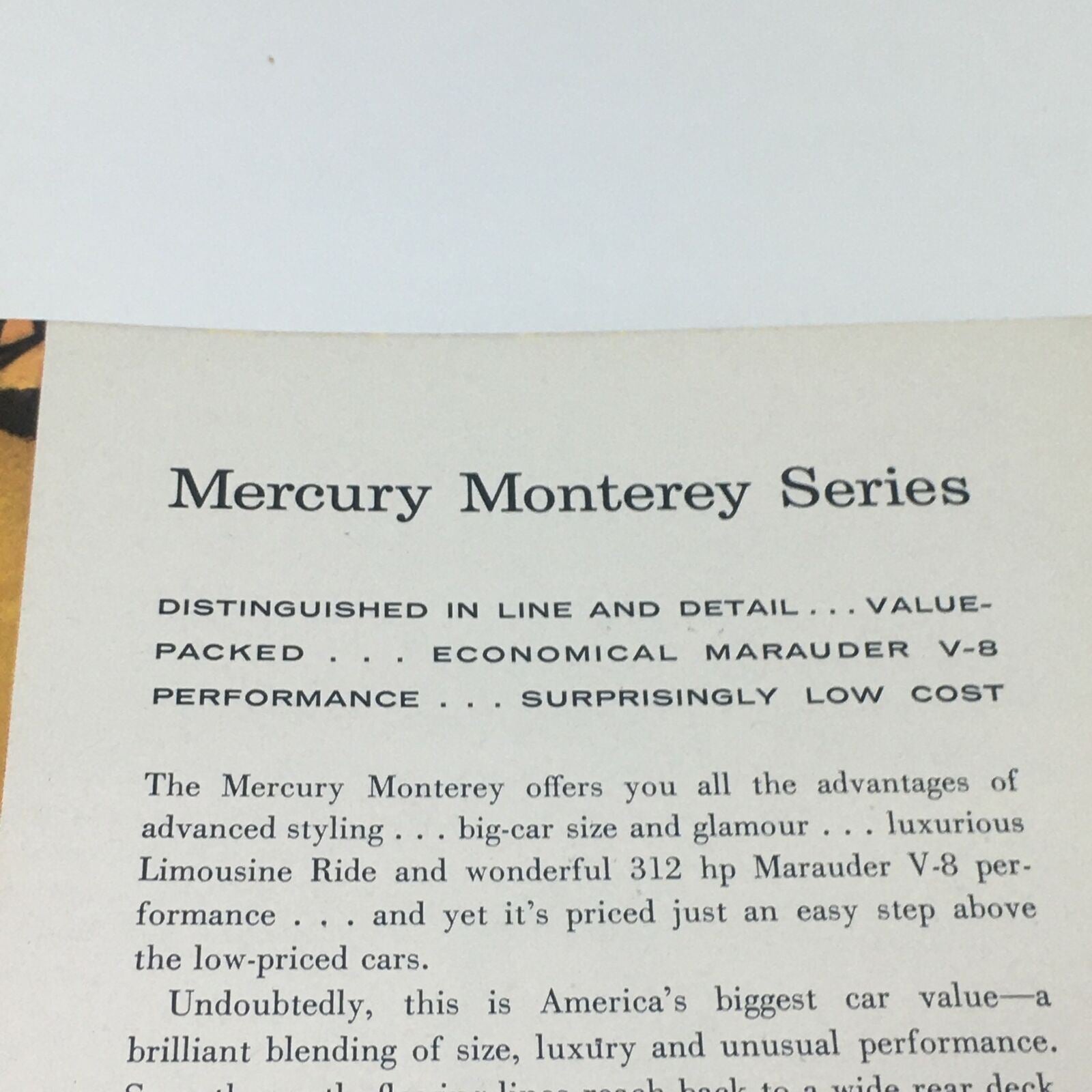 1958 Mercury 24-page BIG Vintage Sales Brochure Catalog - Monterey Park Lane