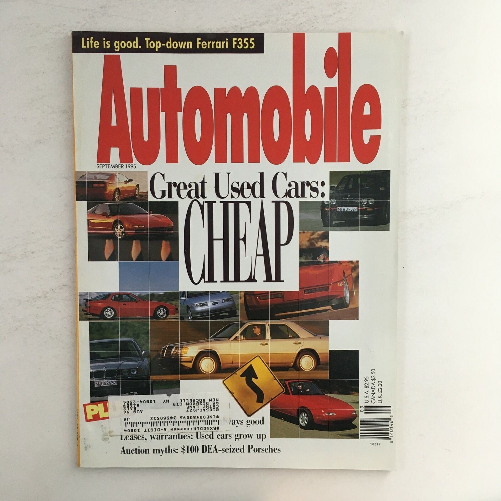 Automobile Magazine September 1995 Ferrari F355 & Auction Myths DEA Porsches