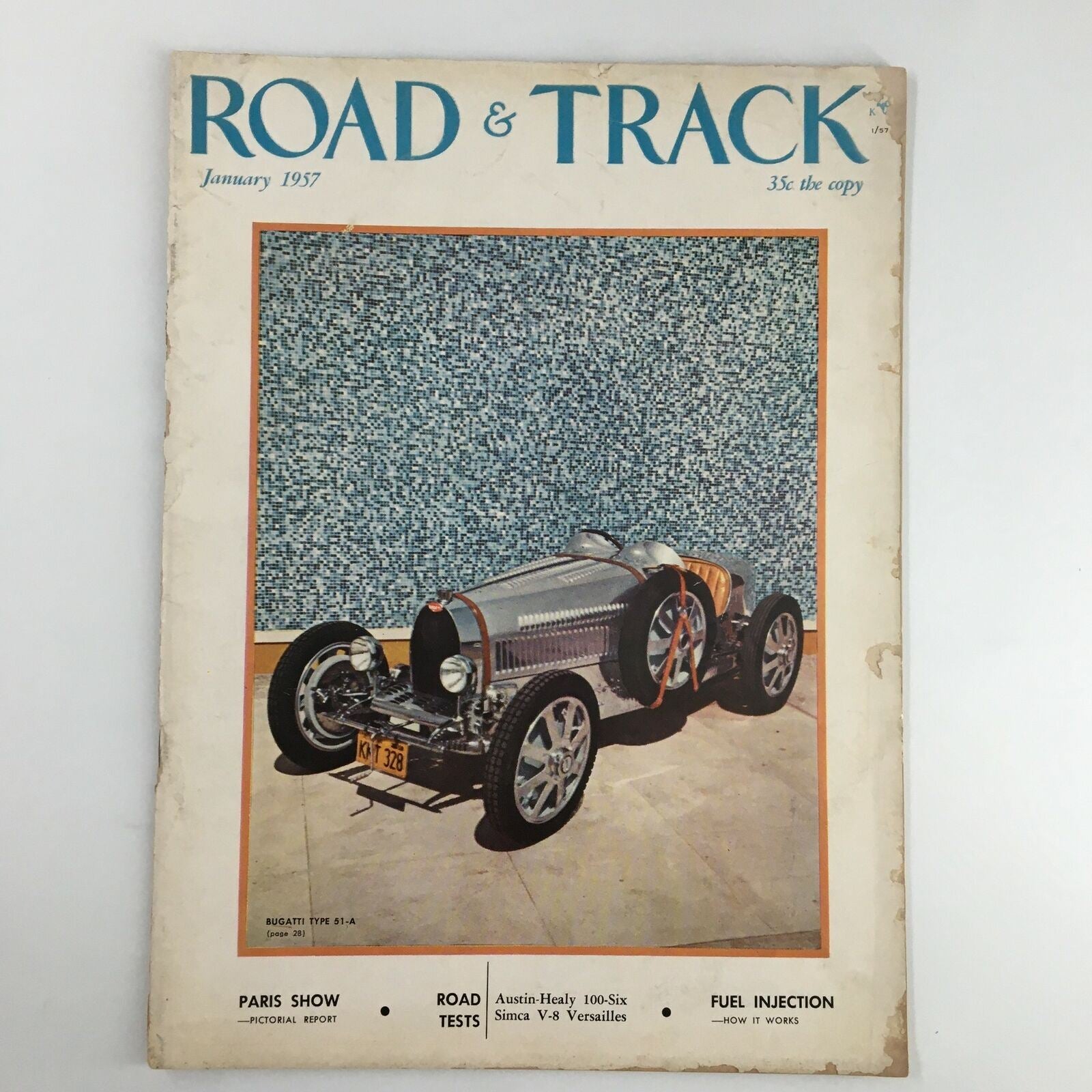 VTG Road & Track Magazine January 1957 A Type 51-A Bugatti Car No Label