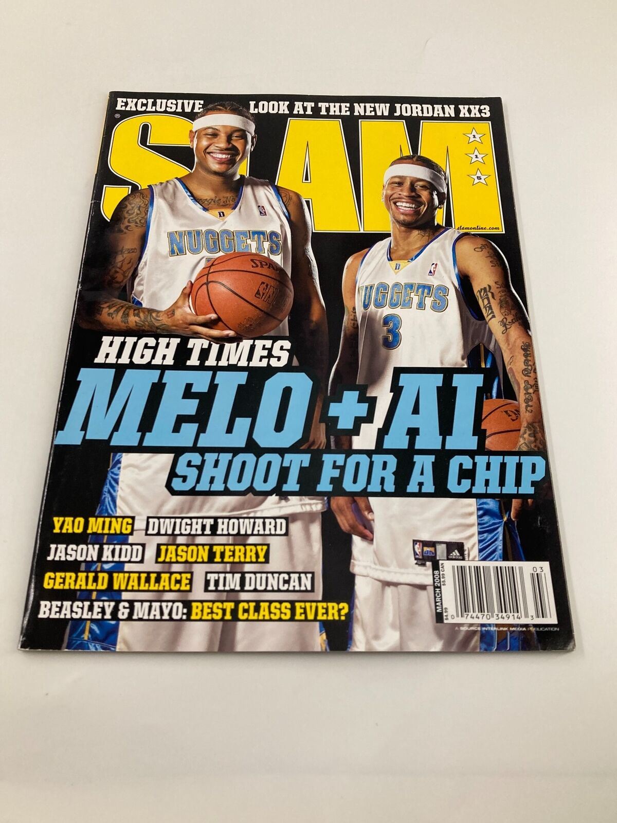 Slam Magazine March 2008 NBA Carmelo Anthony, Allen Iverson w Poster No Label