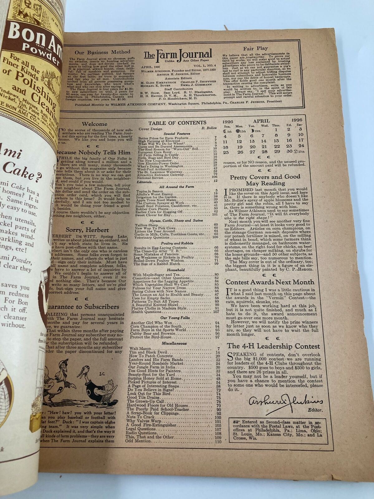 VTG The Farm Journal Magazine April 1926 Egg-Laying Contests to Date