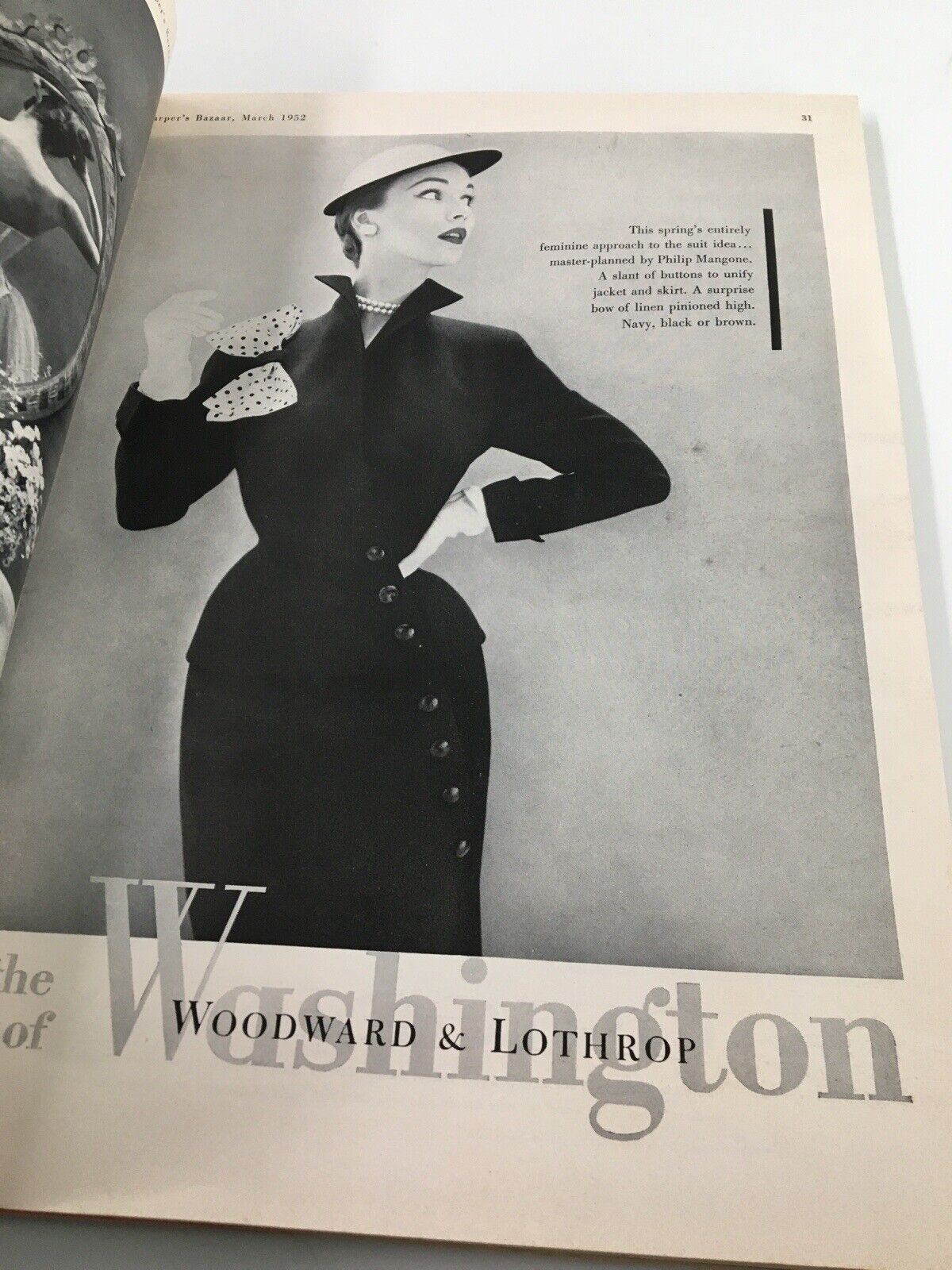 Harper's Bazaar March 1952 Fashion American Collections Paris Openings No Label