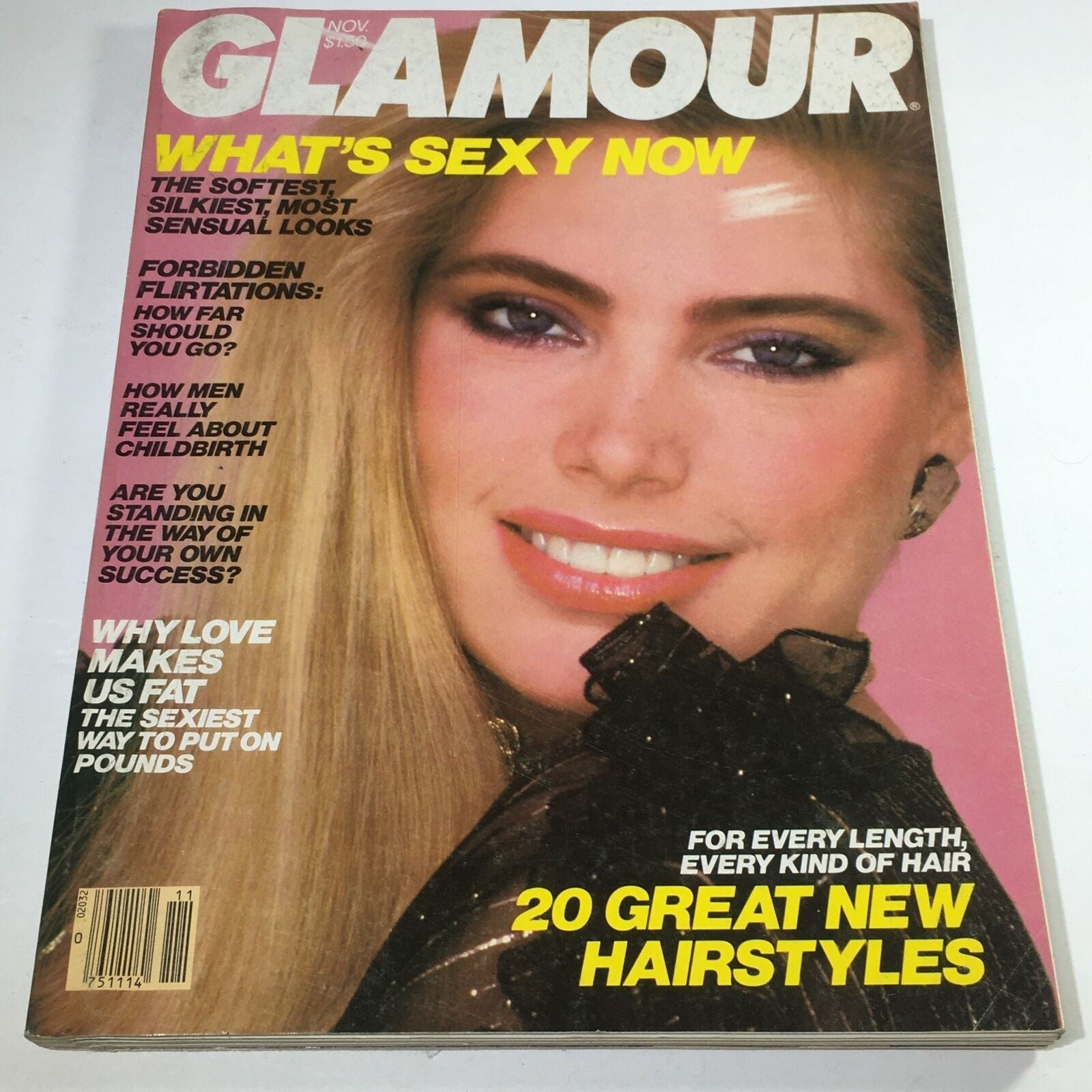 VTG Glamour Magazine: November 1980 - Kelly Emberg Cover No Label/Newsstand