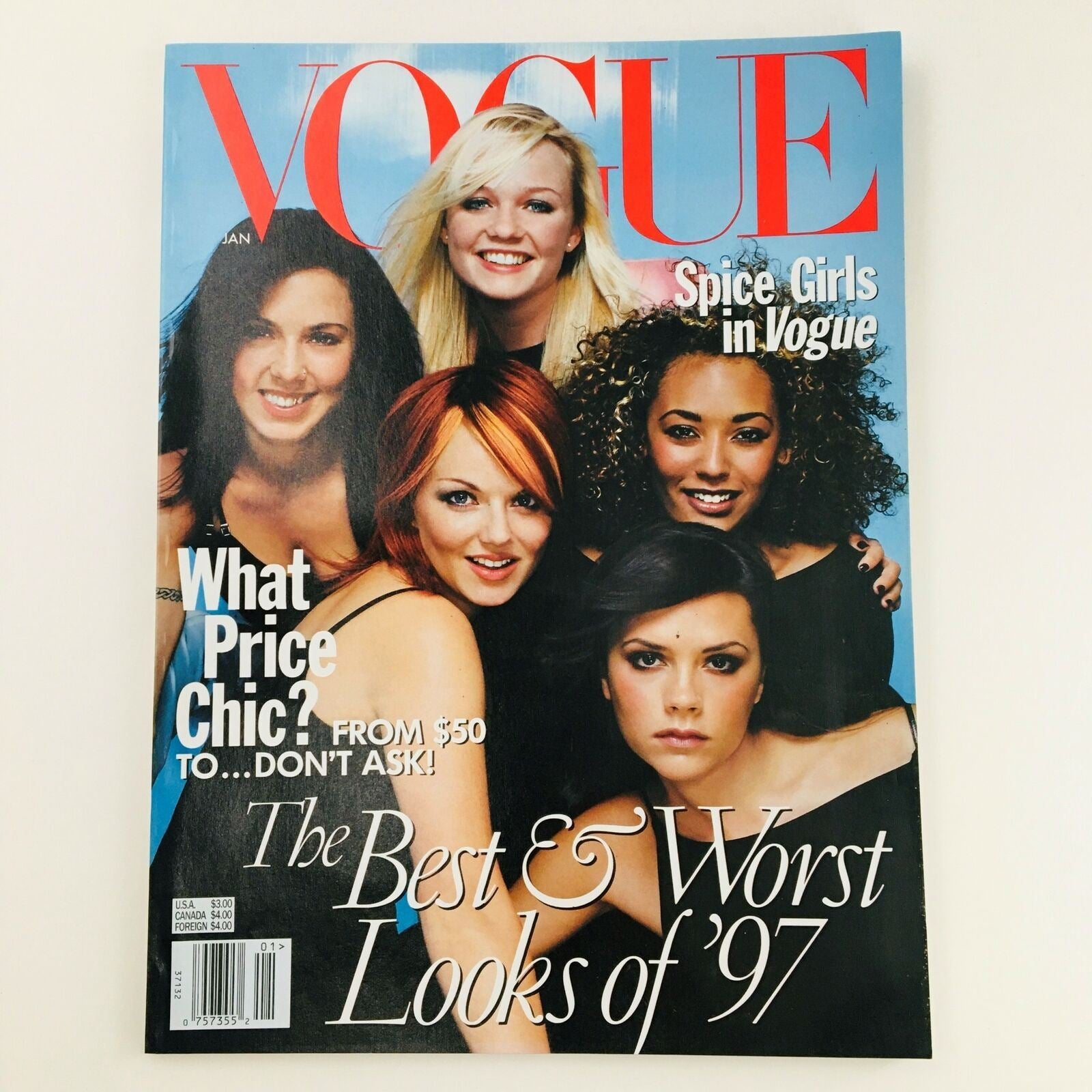Vogue Magazine January 1998 Mel B, Emma, Victoria, Melanie C & Geri, No Label VG