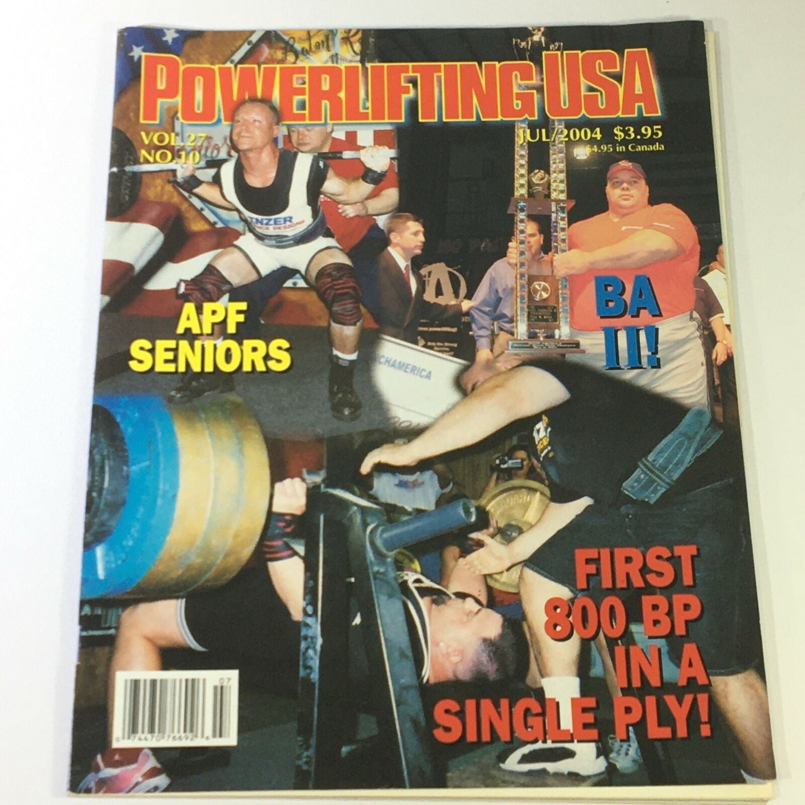 Powerlifting USA July 2004 Vol 27 #10 - T.J. Hoerner APF Senior & Big Jeff Lewis