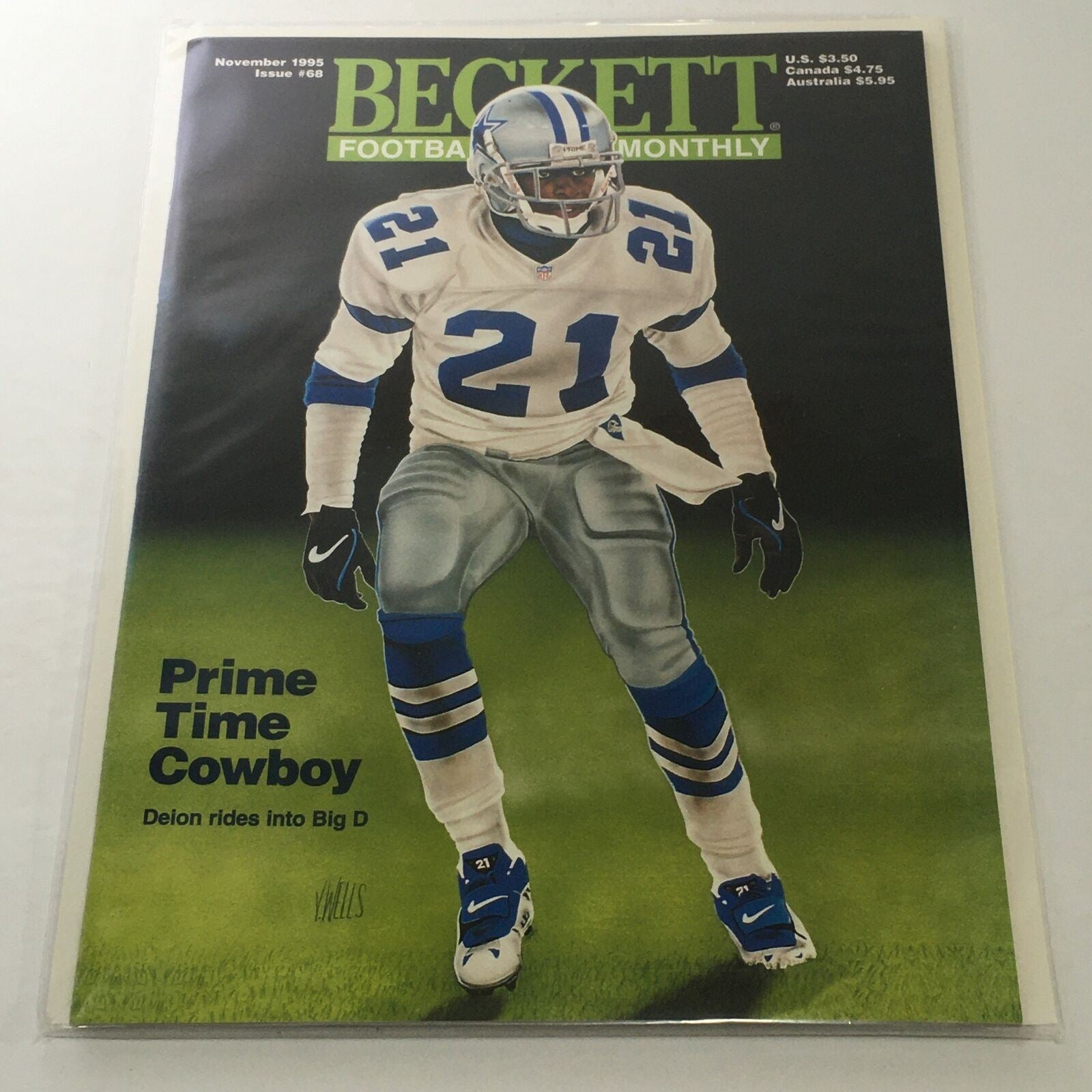 Beckett Football Card Monthly: November 1995 Issue #68 - Prime Time Cowboy Deion