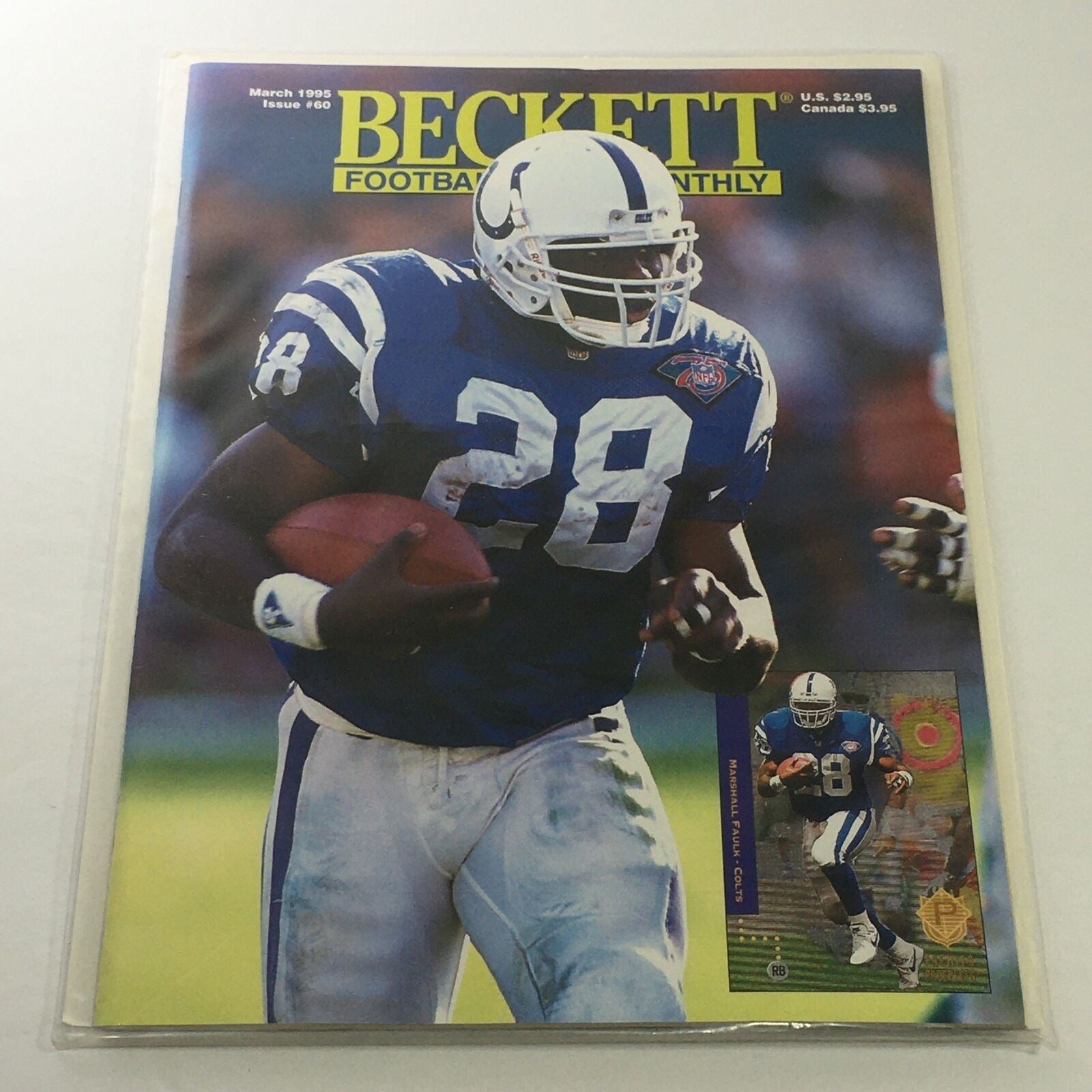 Beckett Football Card Monthly: March 1995 Issue #60 - Marshall Faulk-Colts