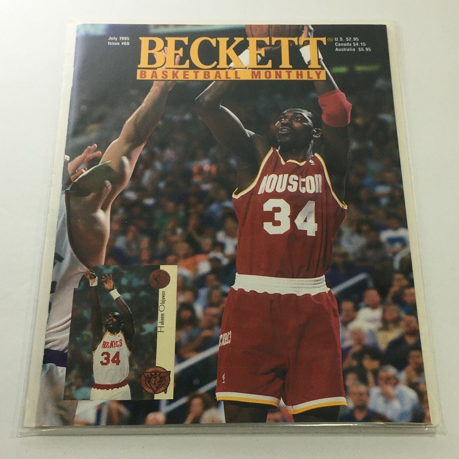 Beckett Basketball Monthly: July 1995 Issue #60 - Hokeem Olajuwon