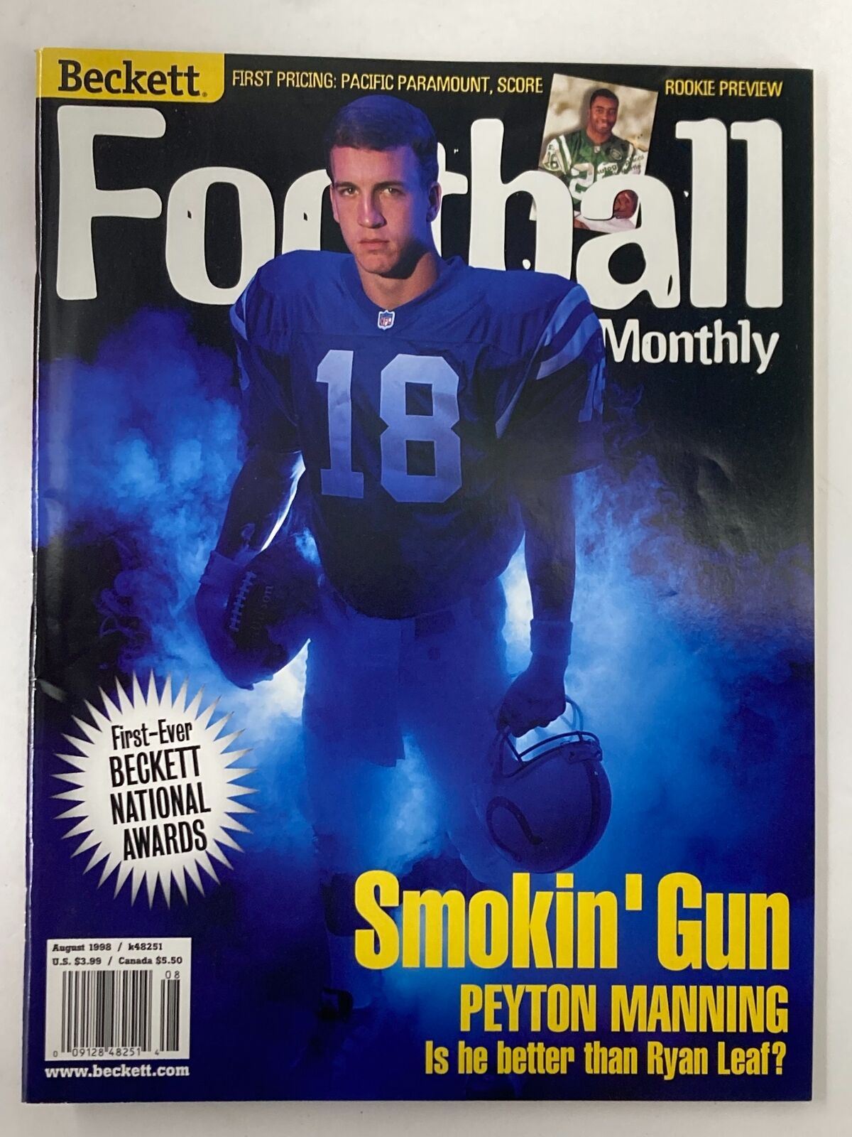 Beckett Football Card Monthly August 1998 Issue 101 Peyton Manning VG No Label