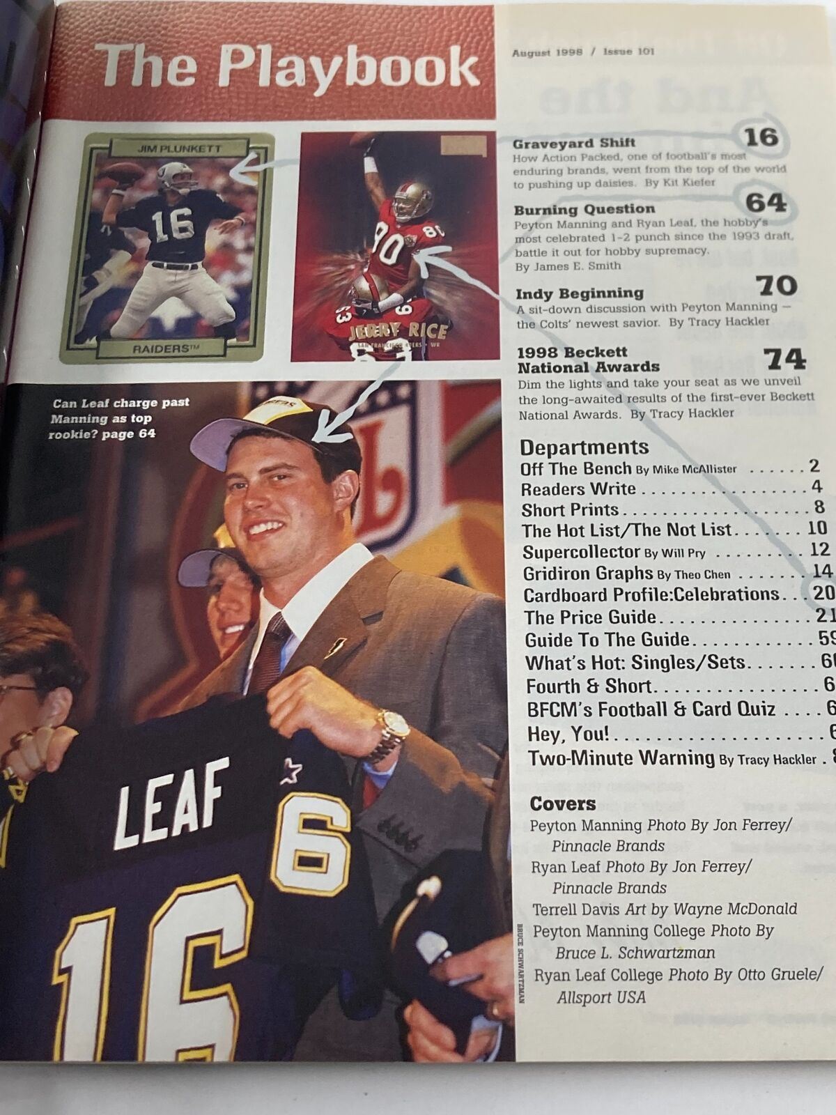 Beckett Football Card Monthly August 1998 Issue 101 Peyton Manning VG No Label