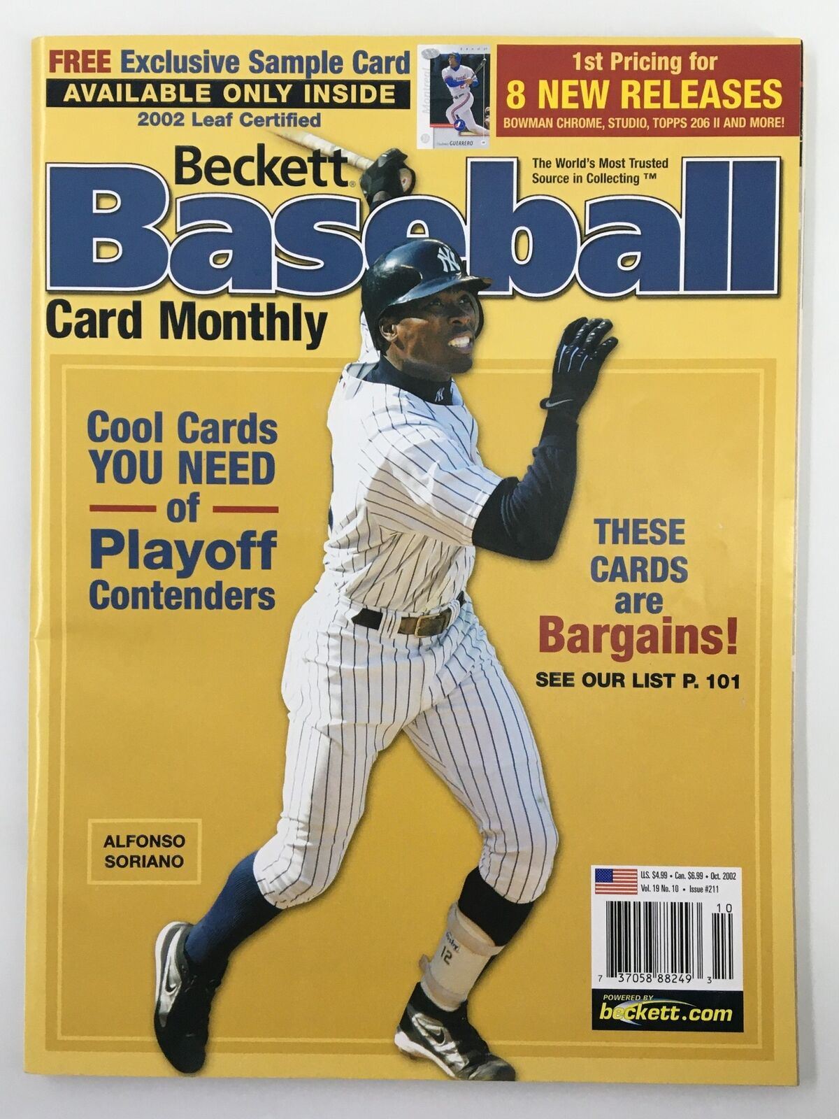 Beckett Baseball Card Monthly October 2002 #211 Alfonso Soriano No Label VG