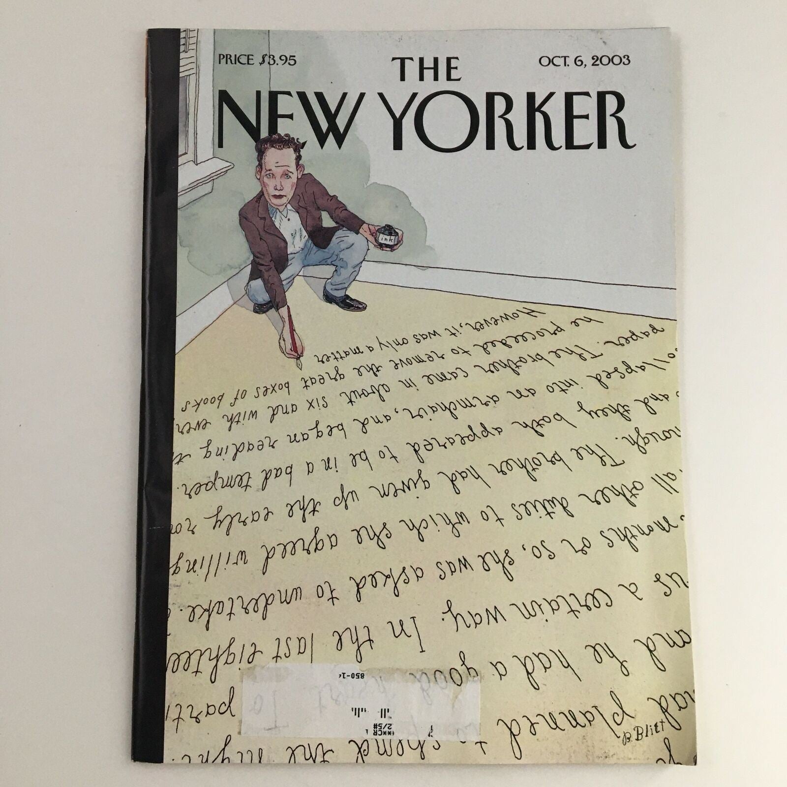 The New Yorker Full Magazine October 6 2003 Writer's Dilemma by Barry Blitt