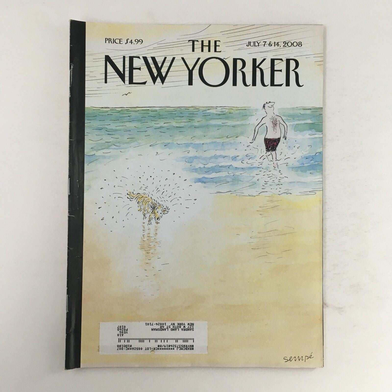 The New Yorker Full Magazine July 7 2008 Beach Time by Jean-Jacques Sempé VG