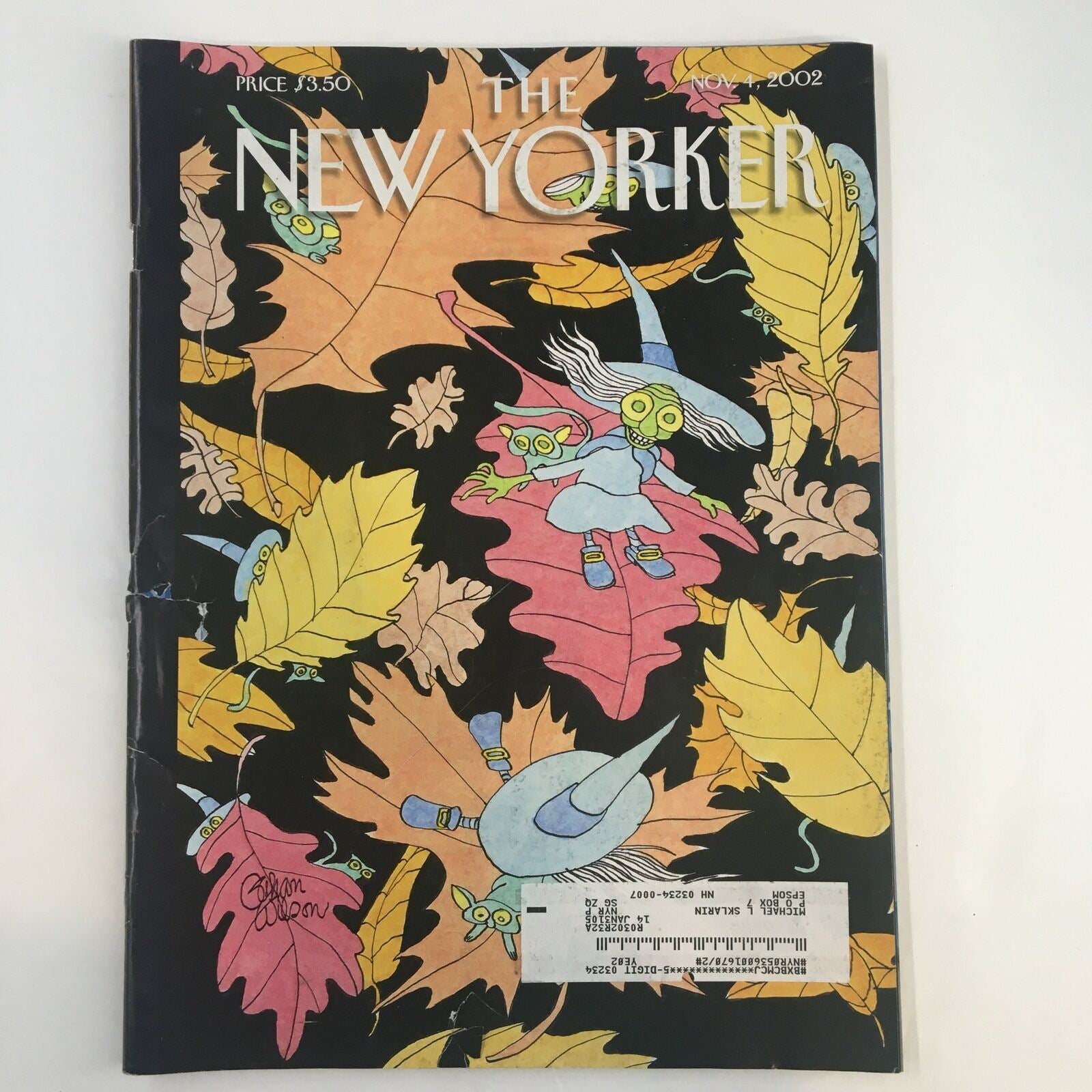 The New Yorker Full Magazine November 4 2002 Flying Leaves by Gahan Wilson