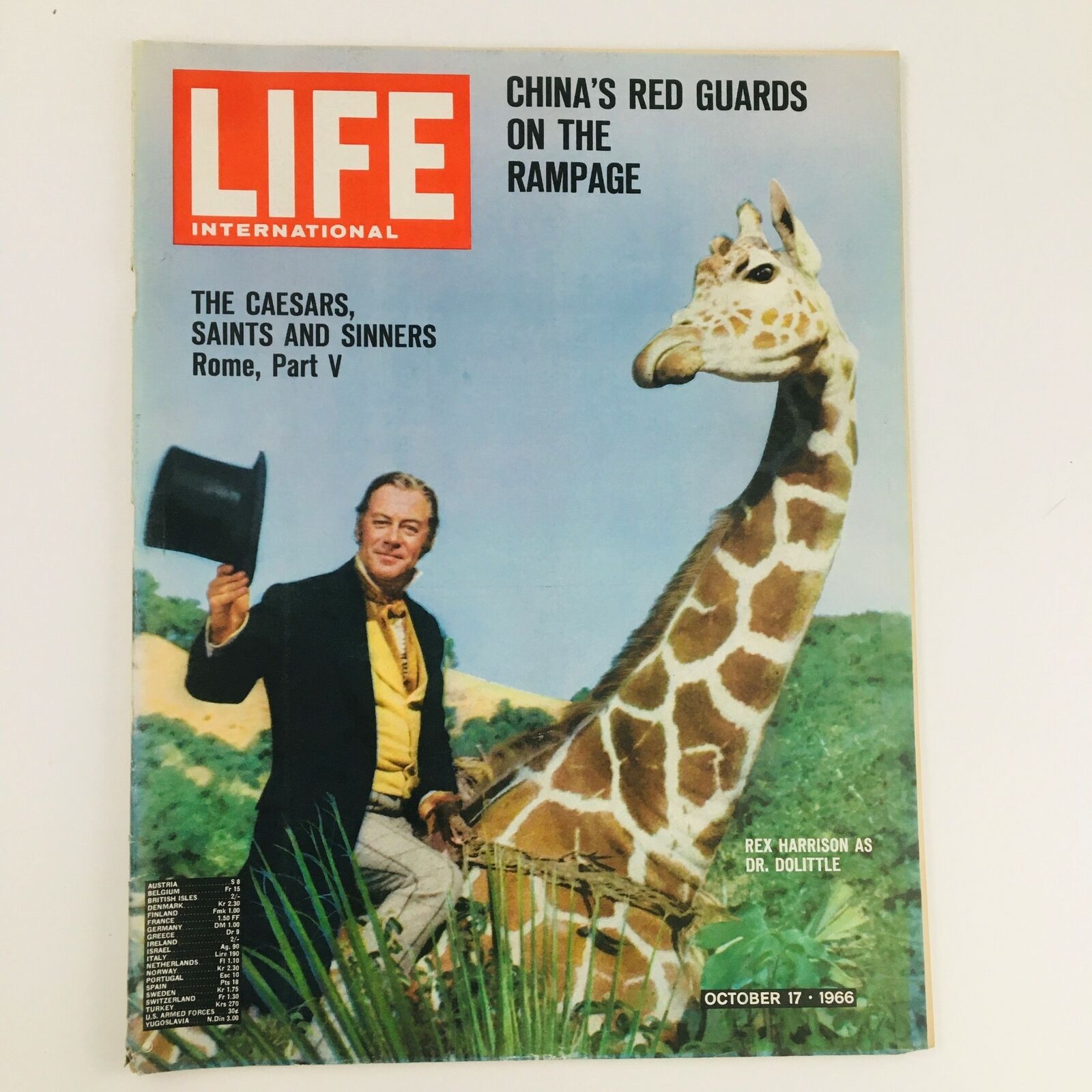 Life International Magazine October 17 1966 Rex Harrison Dr. Dolittle No Label