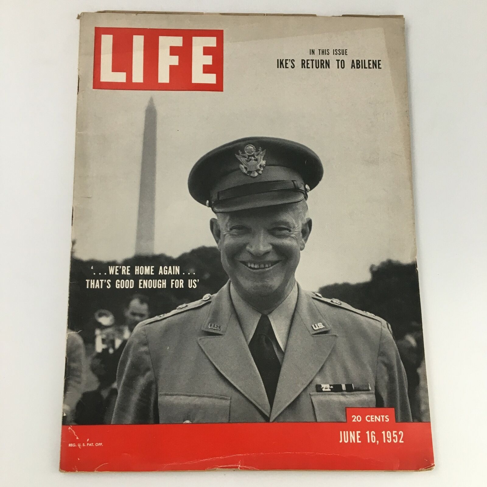 VTG Life Magazine June 16 1952 Dwight D. Eisenhower Photo Cover, Newsstand