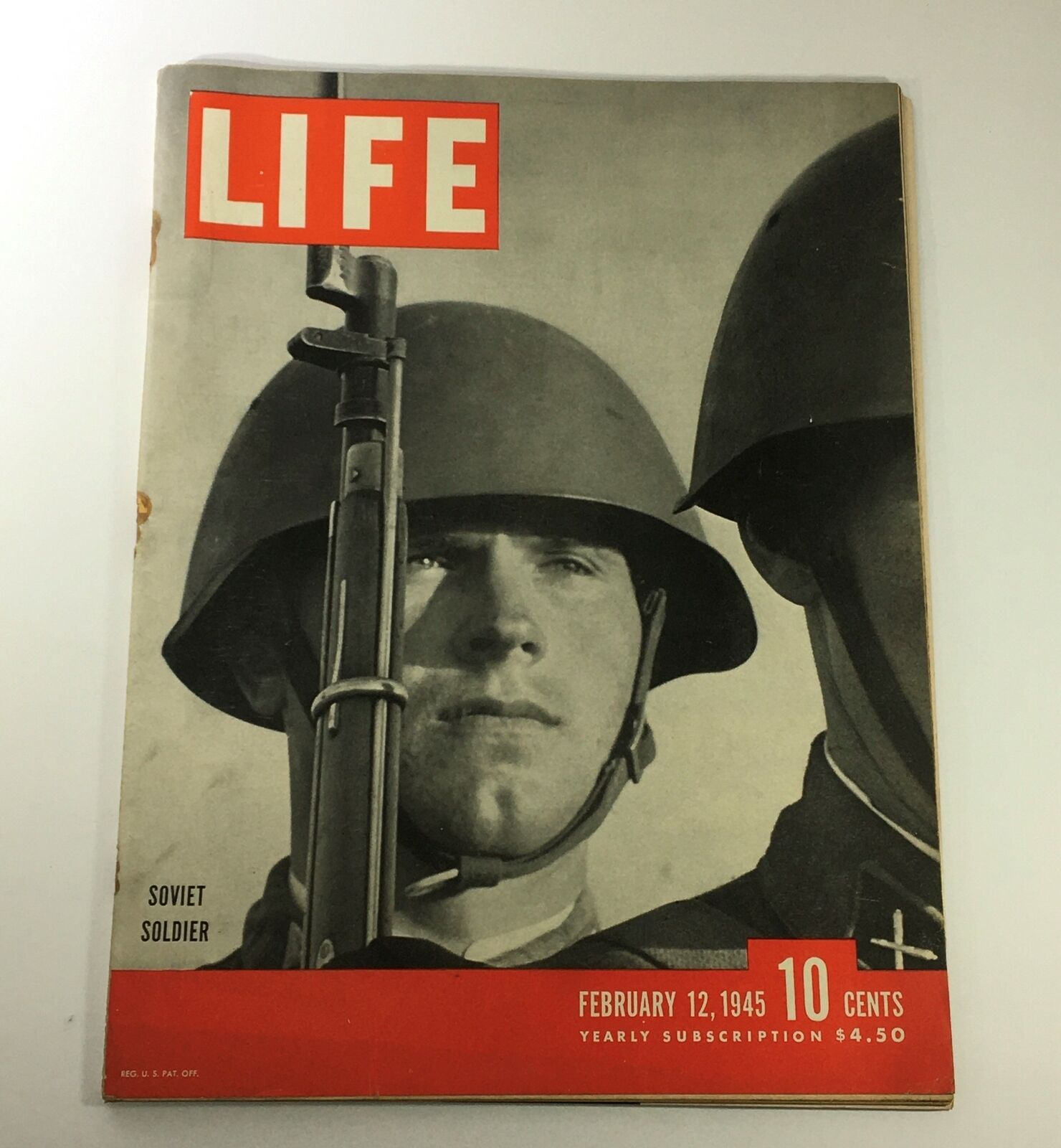 VTG Life Magazine February 12 1945 Soviet Soldier Cover and Feature, Newsstand