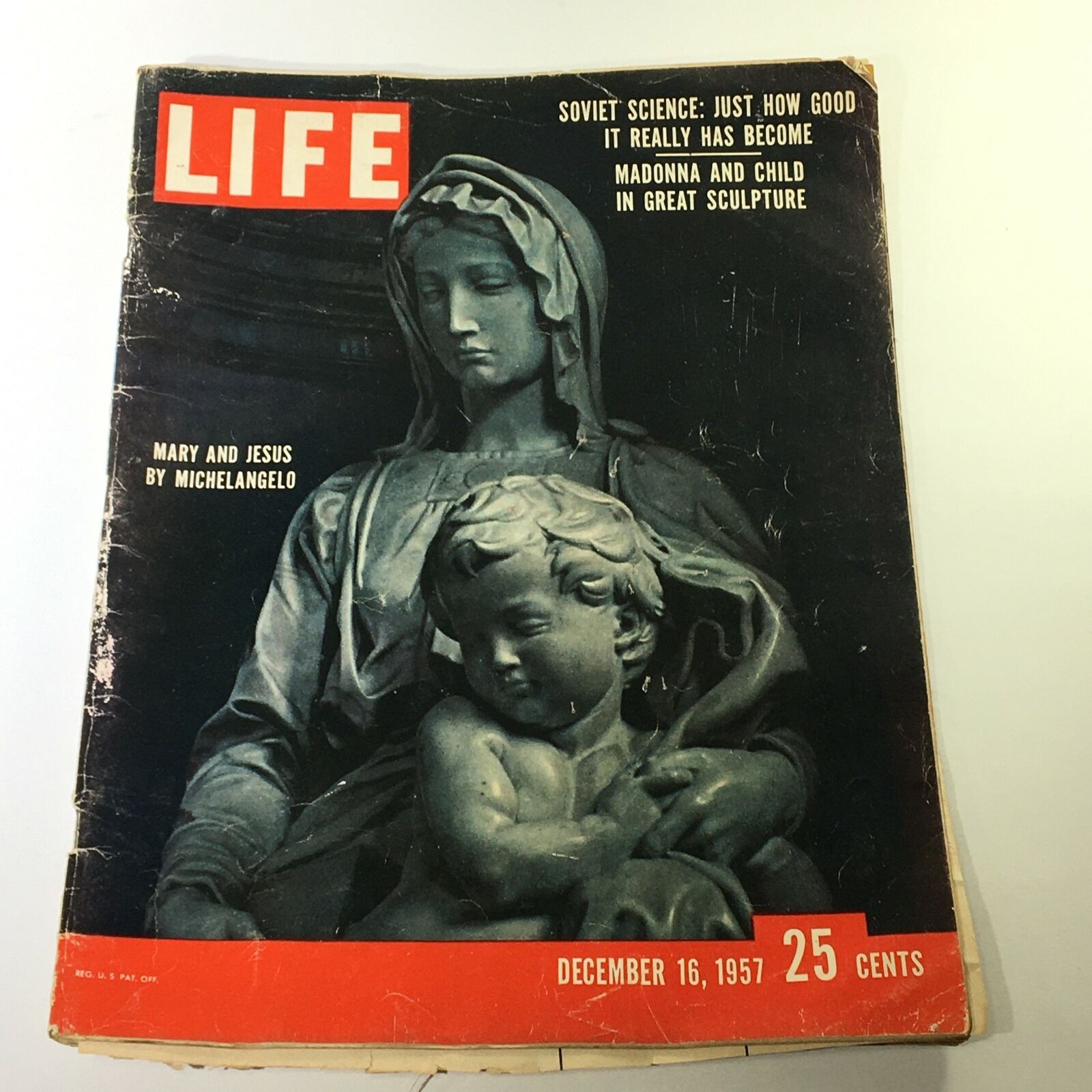 VTG Life Magazine December 16 1957 Michelangelo's Mary & Jesus Cover, Newsstand