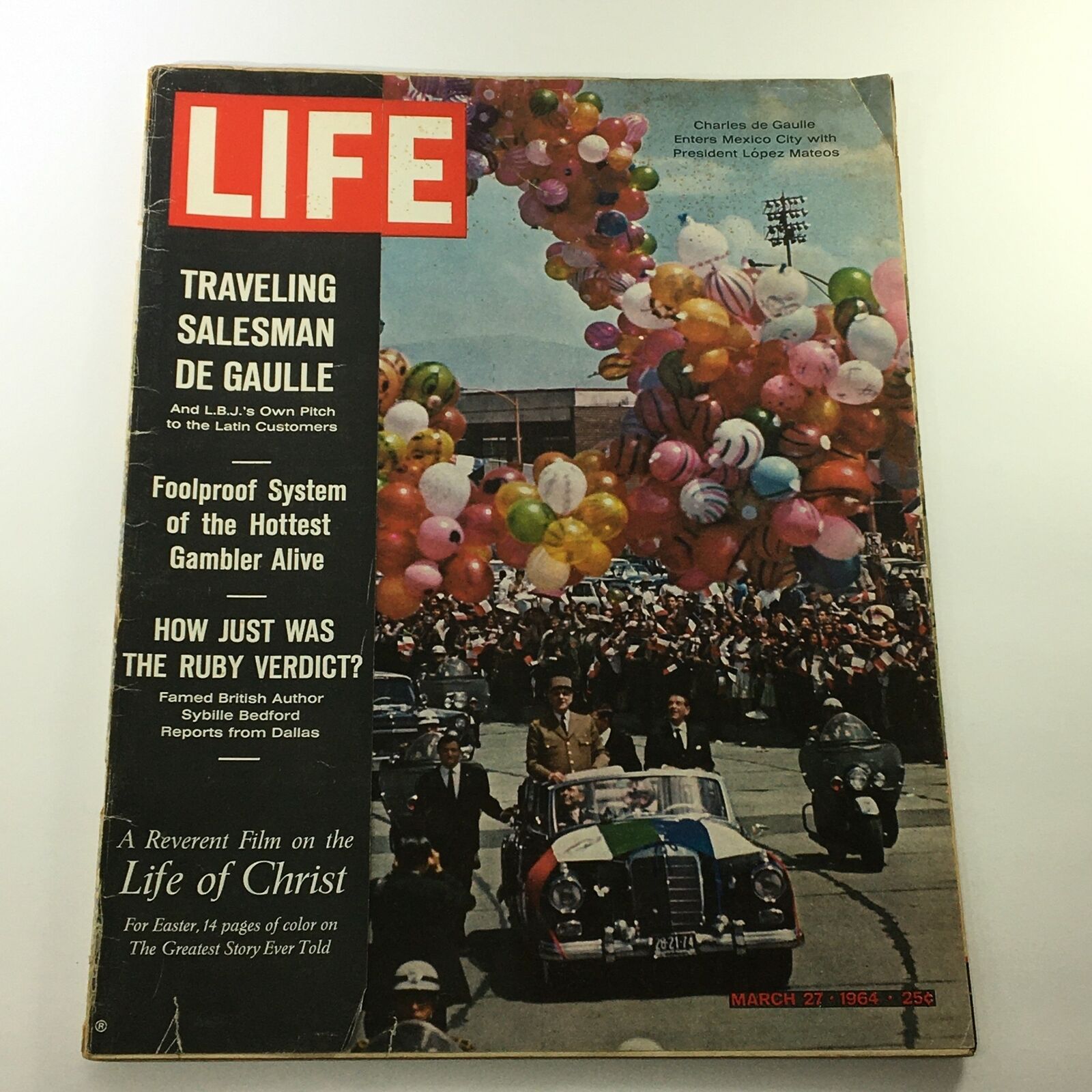 VTG Life Magazine March 27 1964 Charles de Gaulle, Lopez Mateos Cover, Newsstand