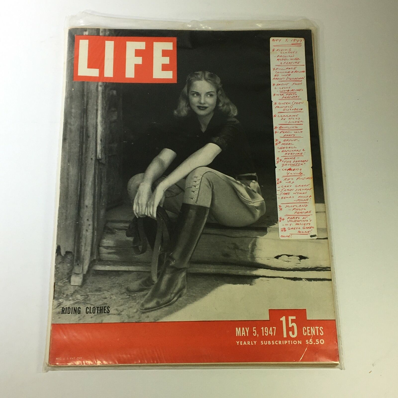 VTG Life Magazine May 5 1947 Riding Clothes Fashion Model Cover, Newsstand