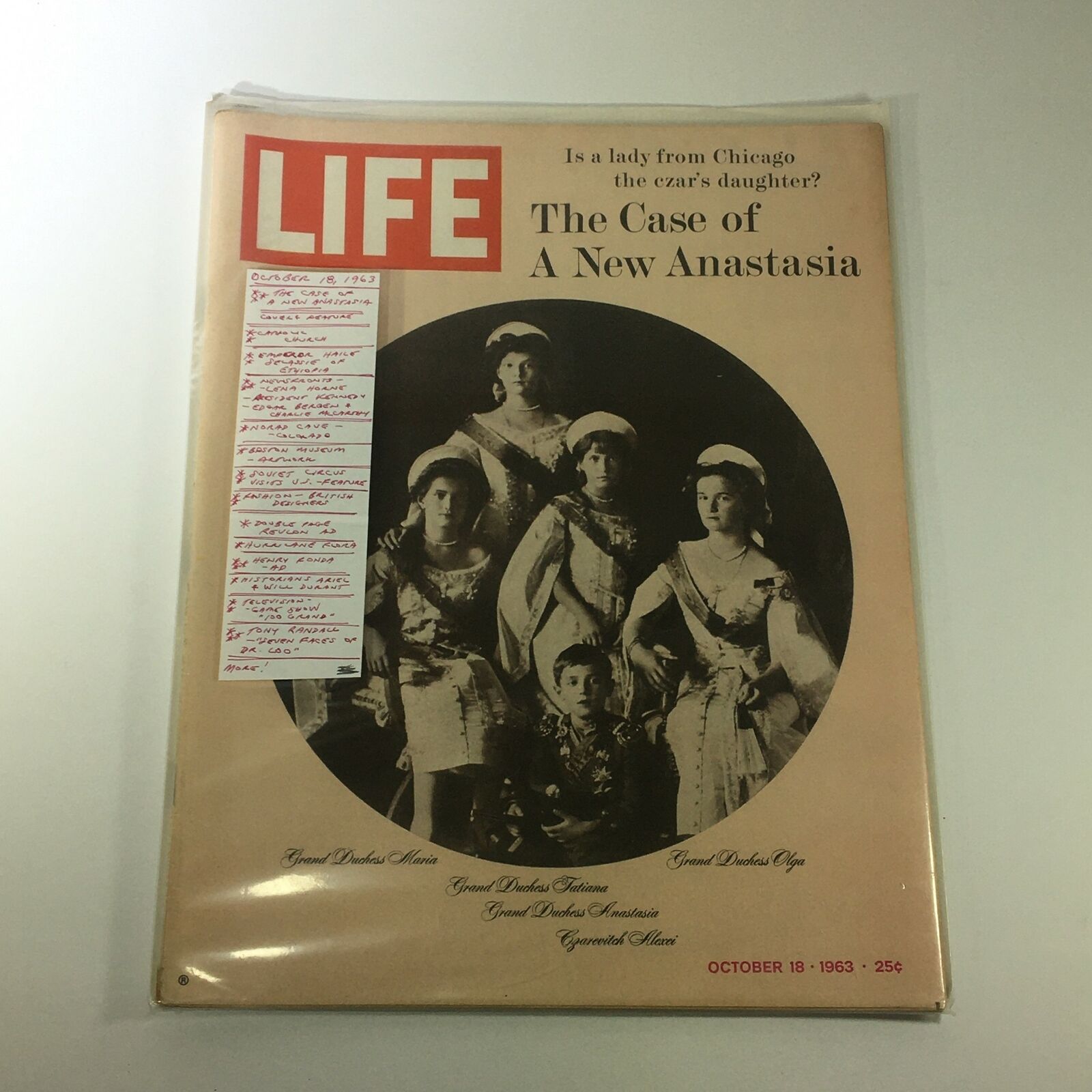 VTG Life Magazine October 18 1963 The Case Of A New Anastasia Cover, Newsstand