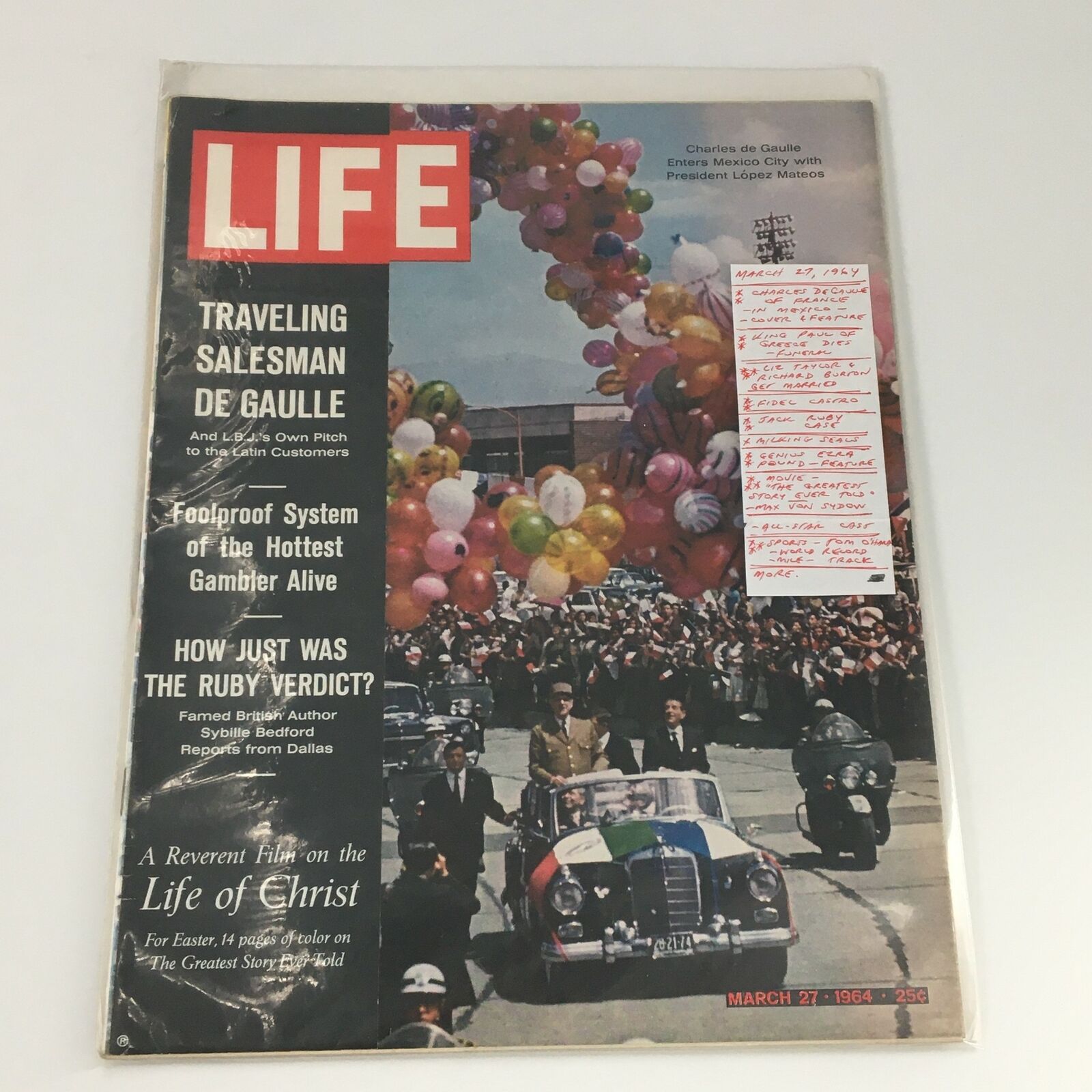 VTG Life Magazine March 27 1964 Charles de Gaulle of France Cover, Newsstand