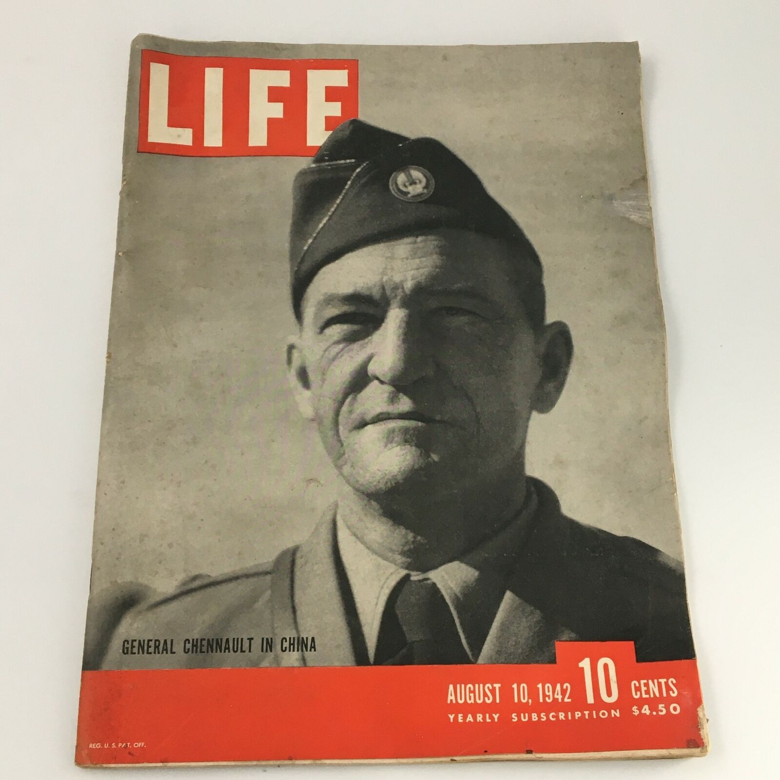 VTG Life Magazine August 10 1942 General Claire Lee Chennault Cover, Newsstand