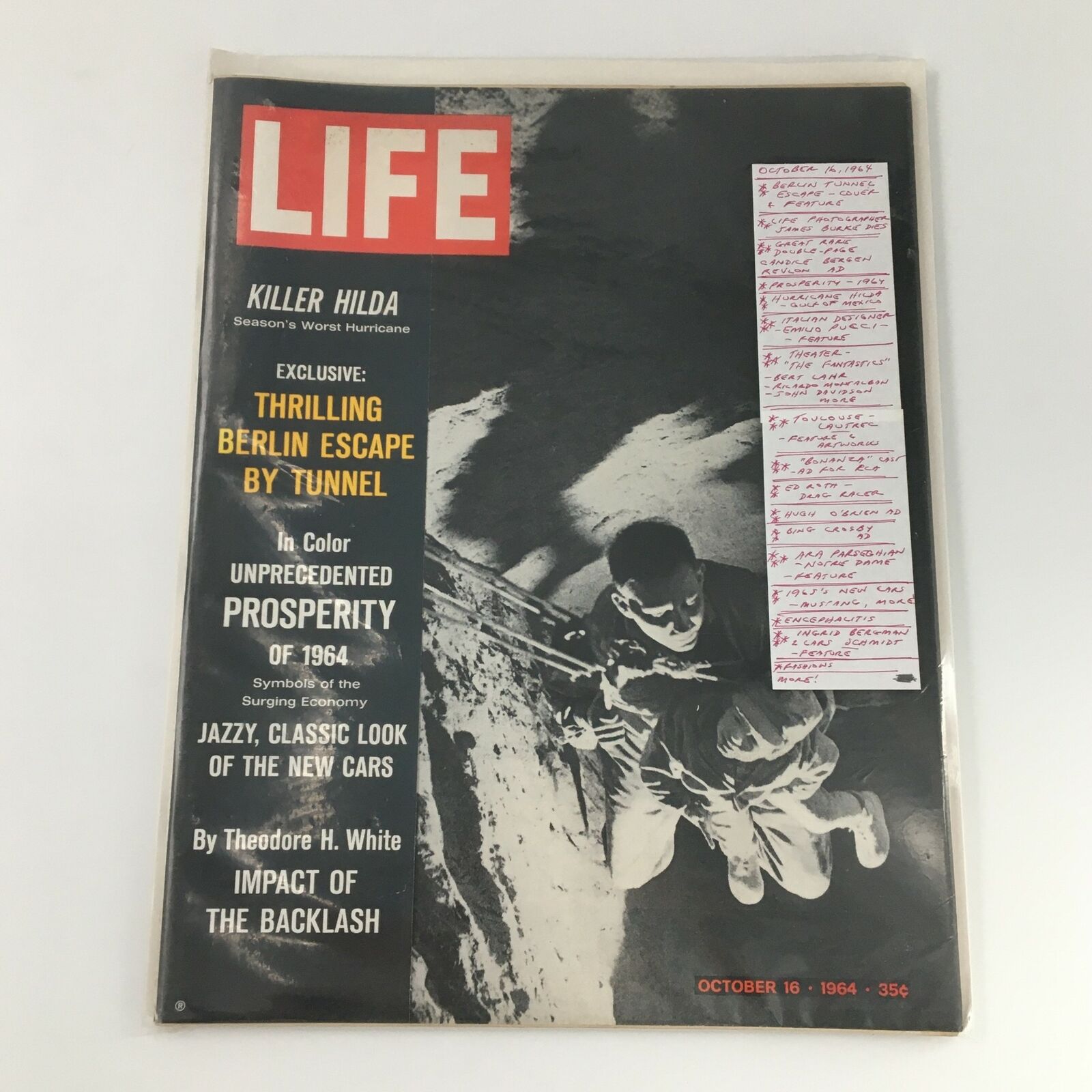 VTG Life Magazine October 16 1964 Berlin Tunnel Escape Cover Feature, Newsstand