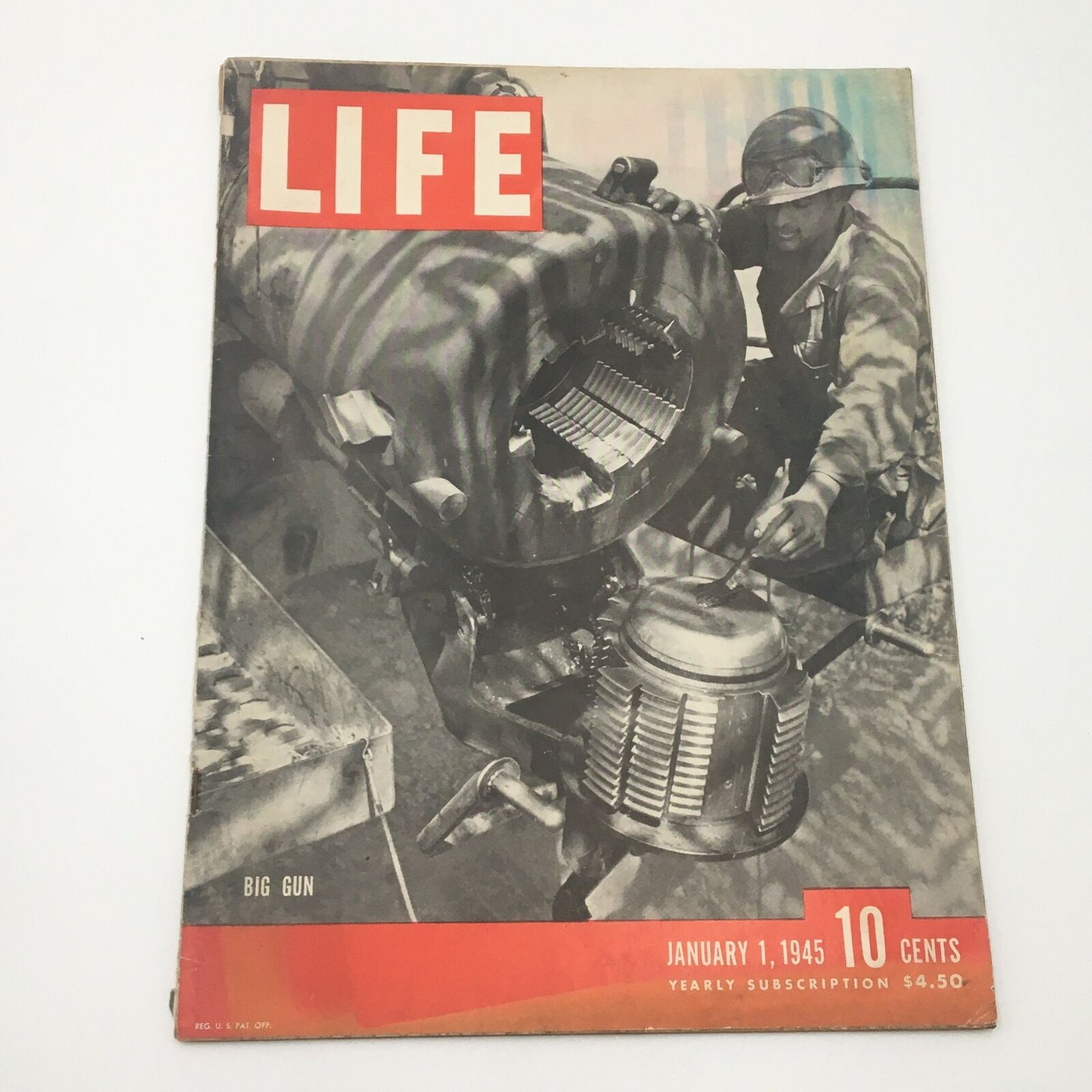 VTG Life Magazine January 1 1945 Big Guns Cover, World War II Feature, Newsstand