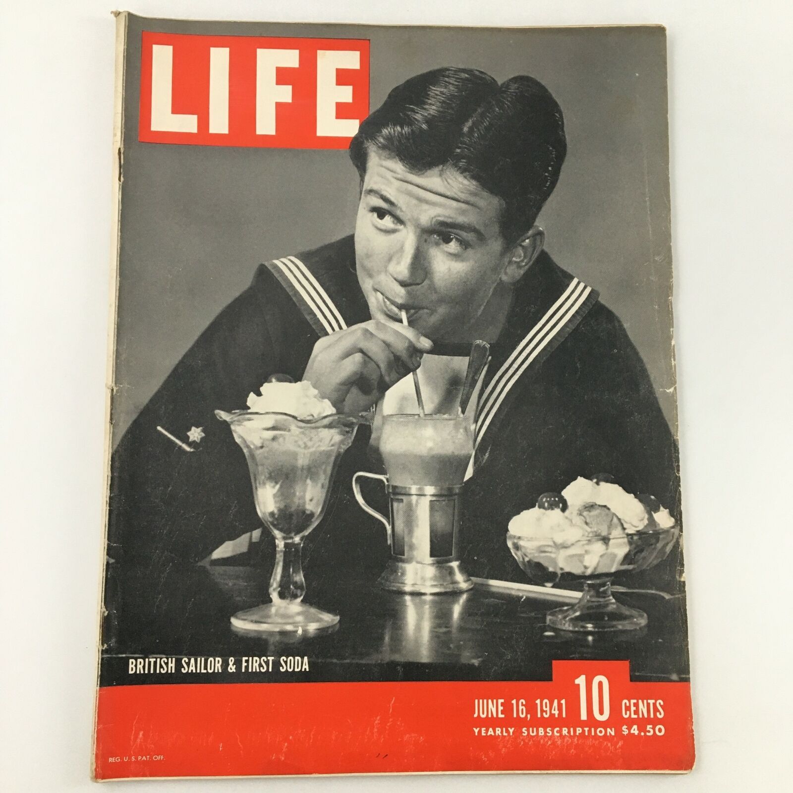 VTG Life Magazine June 16 1941 Photo of a British Sailor and 1st Soda, Newsstand