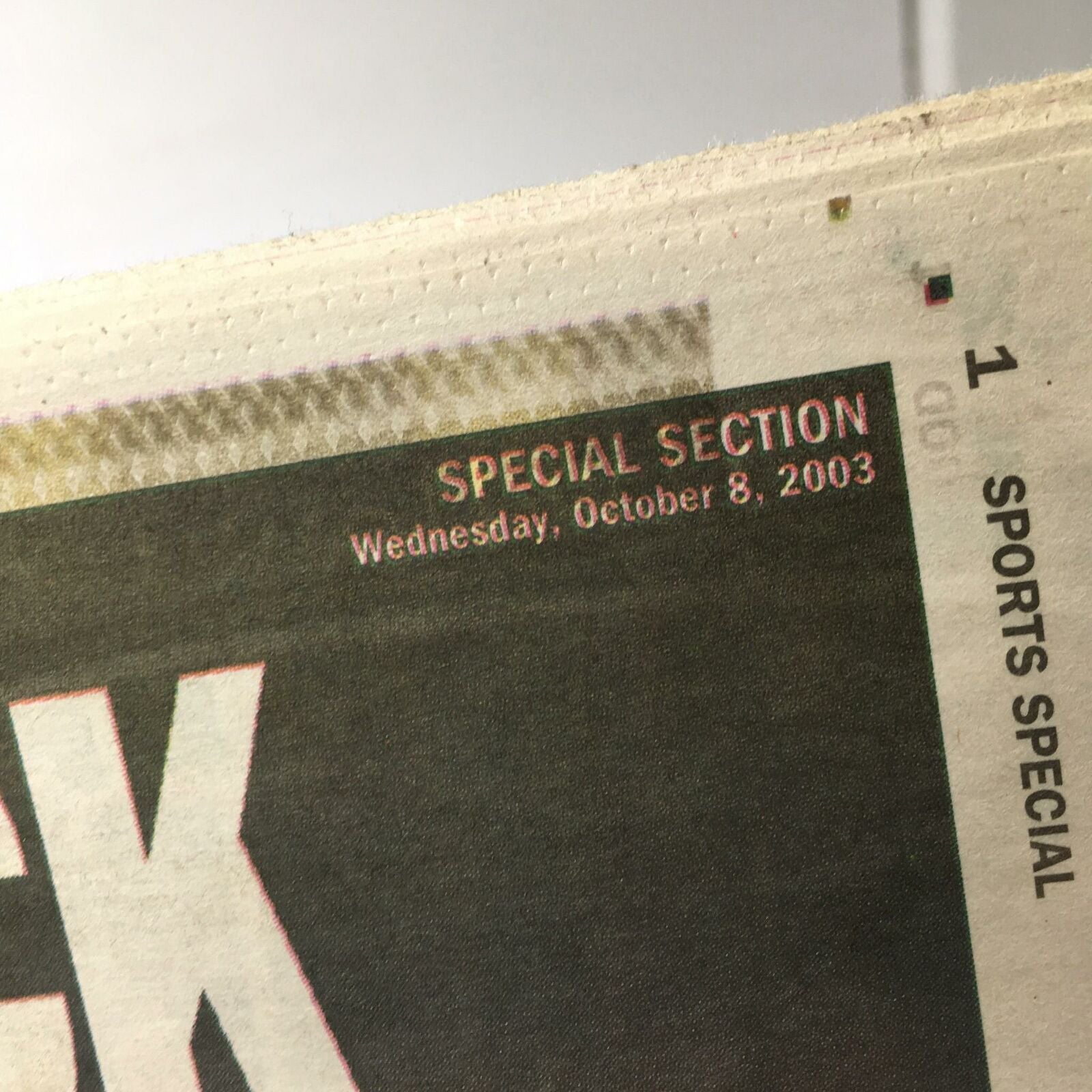 Sports Special Daily News: Oct 8 2003 Yankee Aces Ready 2 Deal Red Sox Out