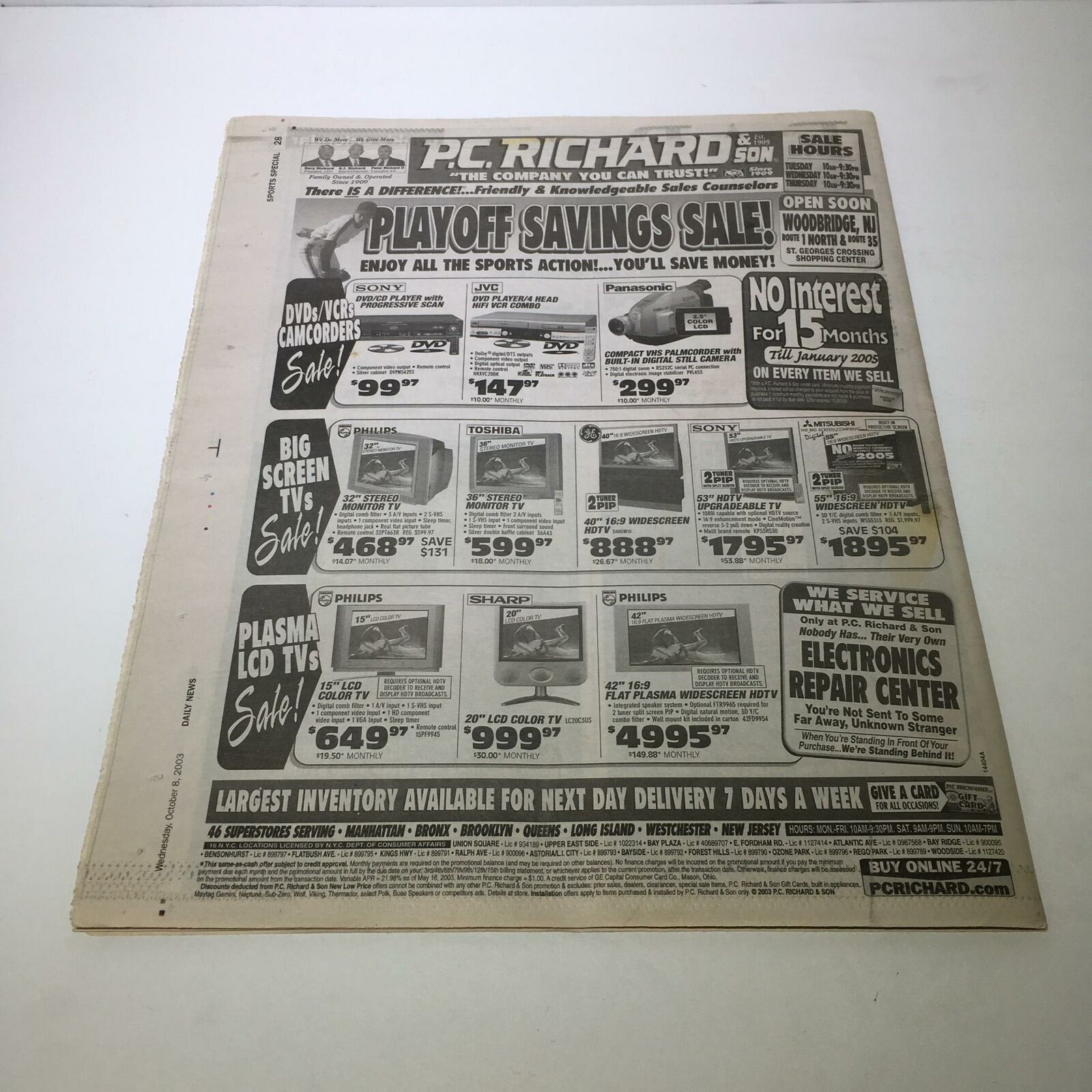Sports Special Daily News: Oct 8 2003 Yankee Aces Ready 2 Deal Red Sox Out