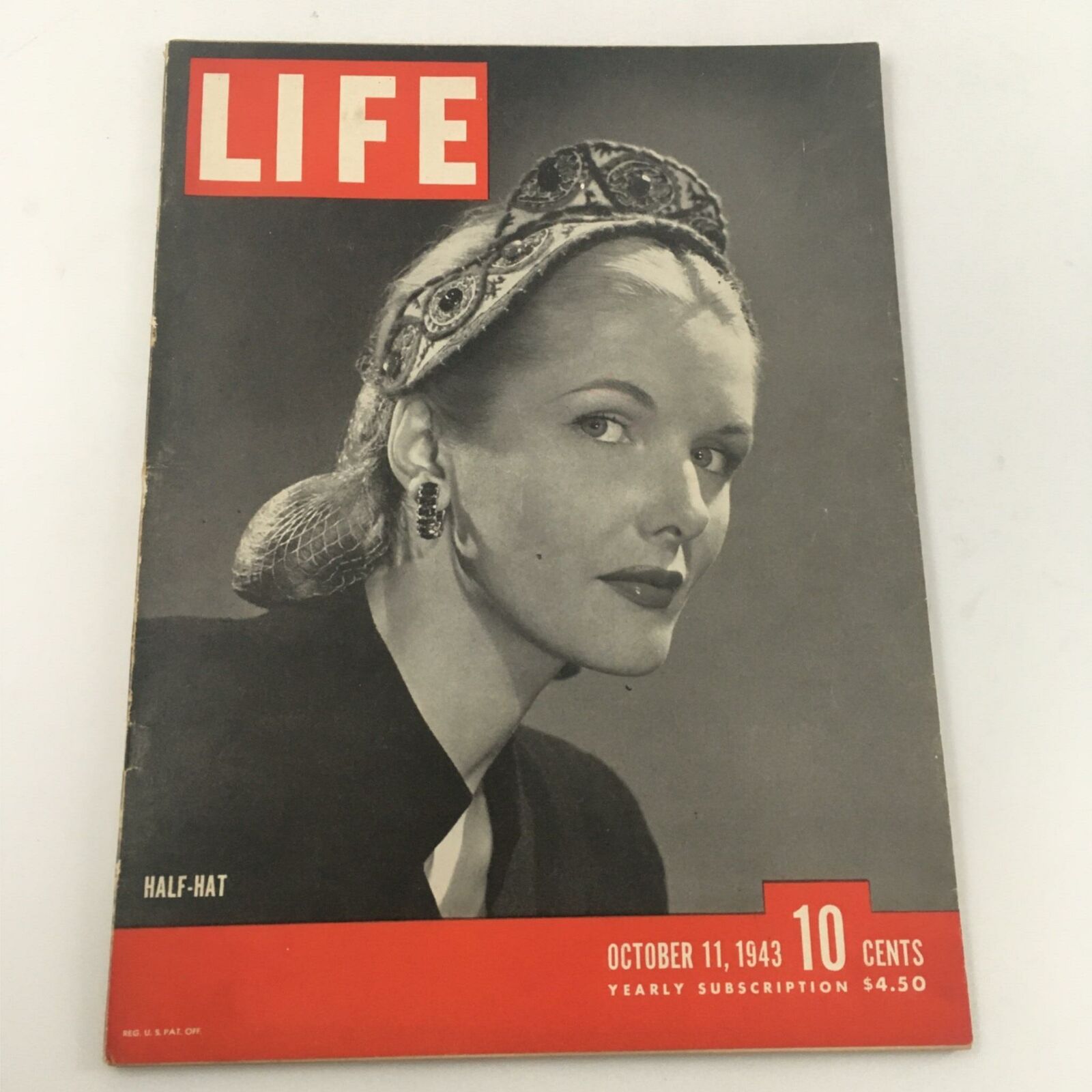 VTG Life Magazine October 11, 1943 Half-hat, Mrs. John Cross (Betty) Newstand