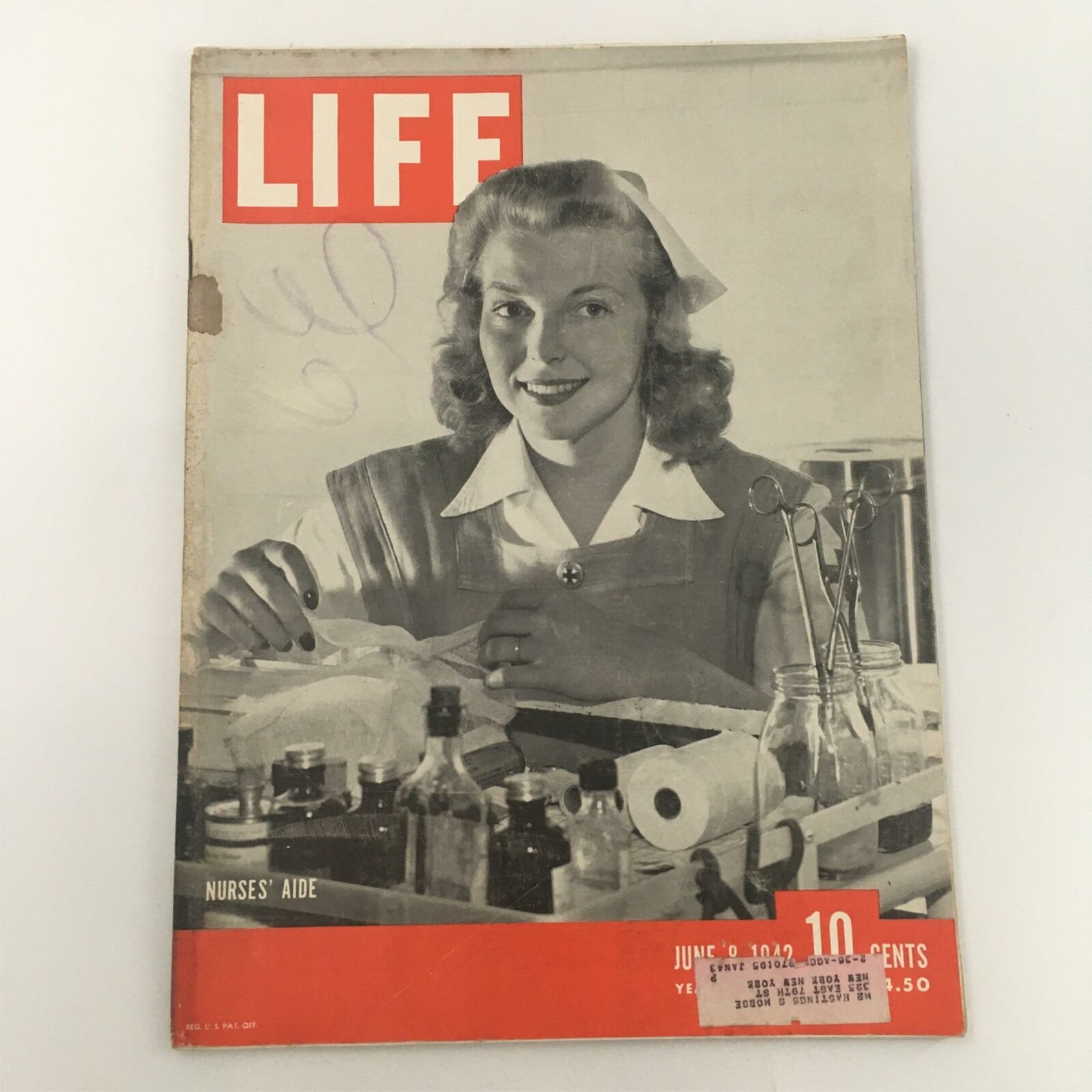 VTG Life Magazine June 8, 1942 Nurses' Aide Lorraine Ames of Hillsborough