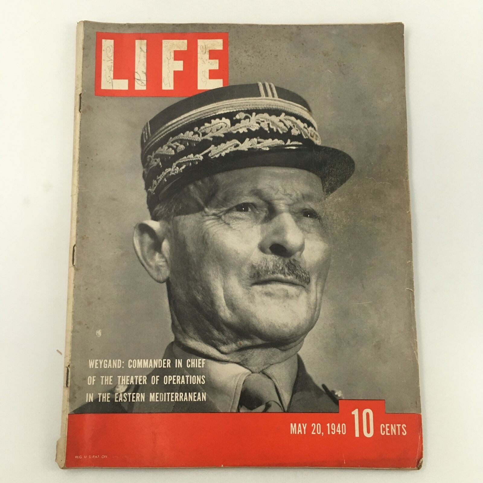 VTG Life Magazine May 20 1940 Weygand CINC Eastern Mediterranean, Newsstand