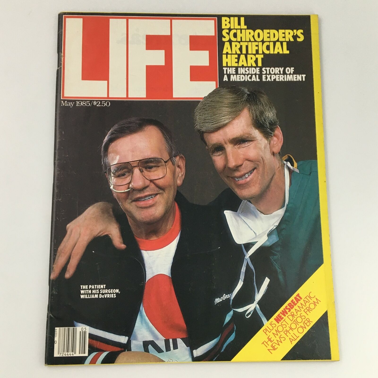 VTG Life Magazine May 1985 Bill Schroeder & Dr. William Devries Cover, Newsstand