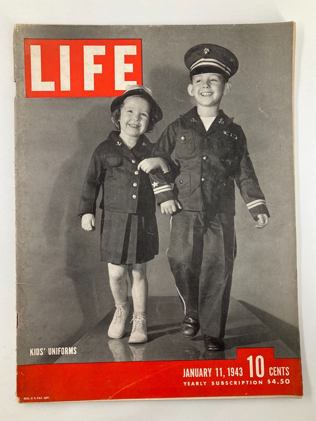 VTG Life Magazine January 11 1943 A Girl and A Boy Kids' Uniforms No Label