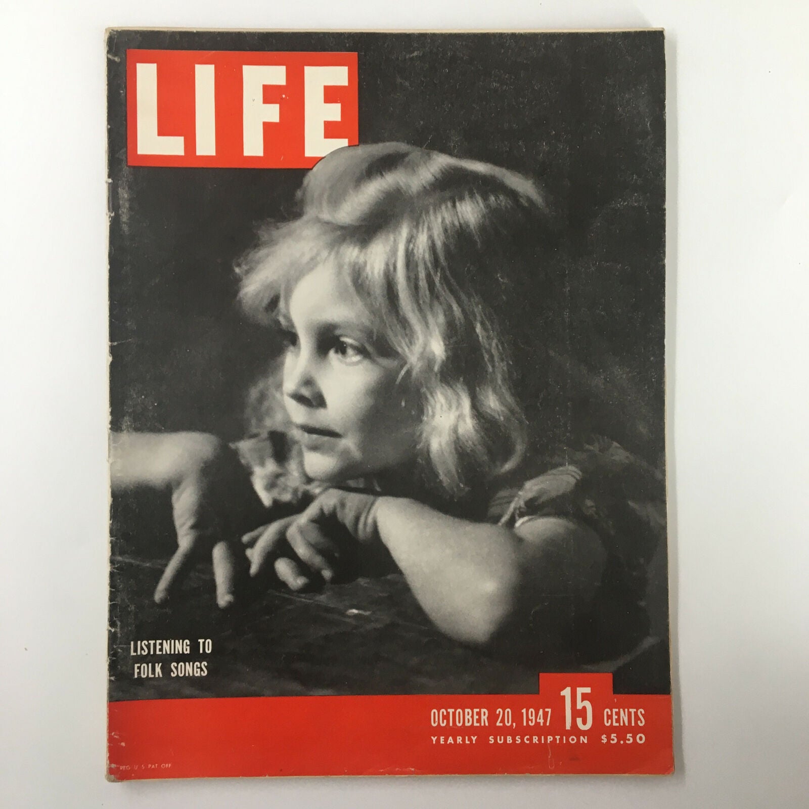 VTG Life Magazine October 20 1947 Listening to Folk Songs Cover Photo No Label