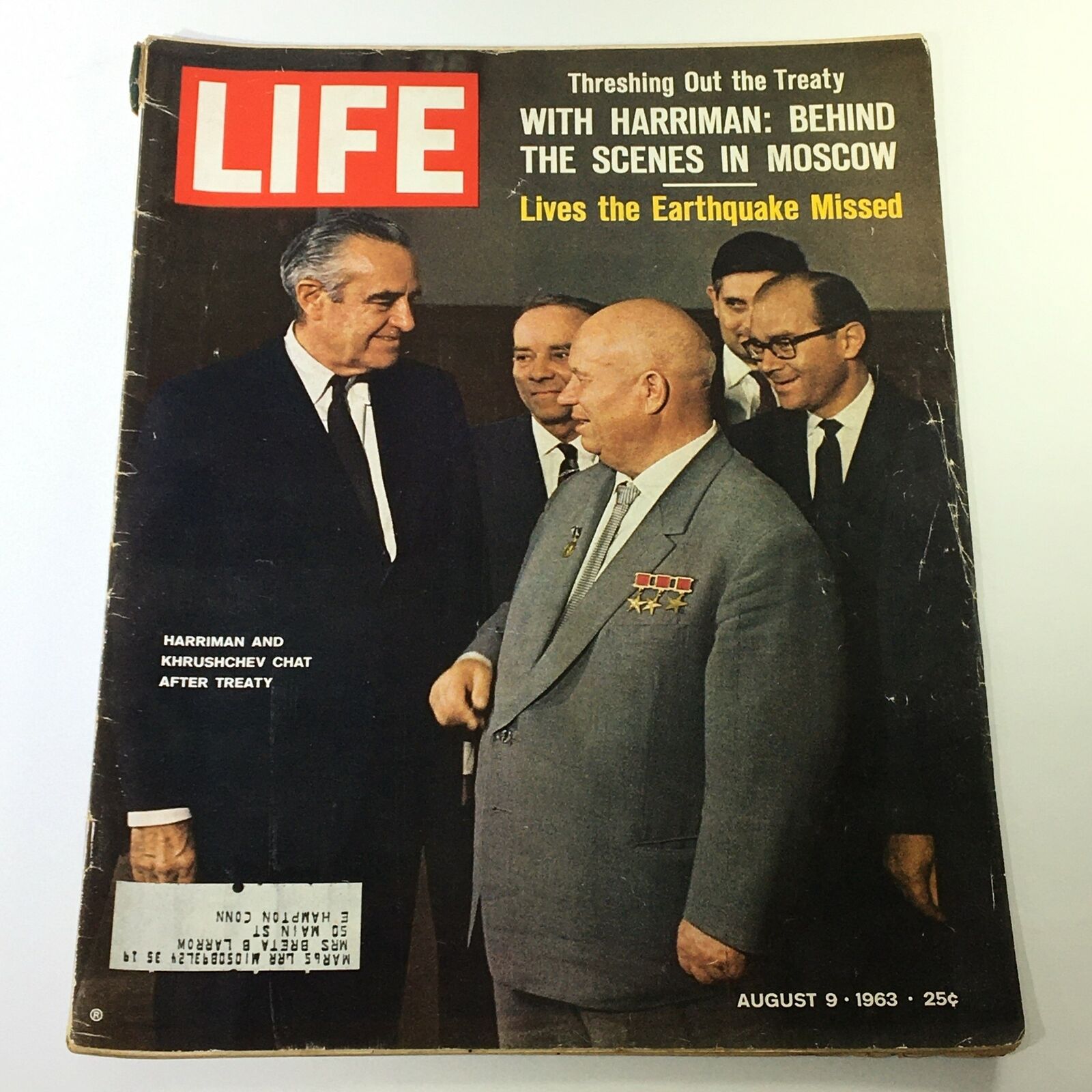 VTG Life Magazine August 9 1963 W. Averell Harriman and Nikita Khrushchev Cover