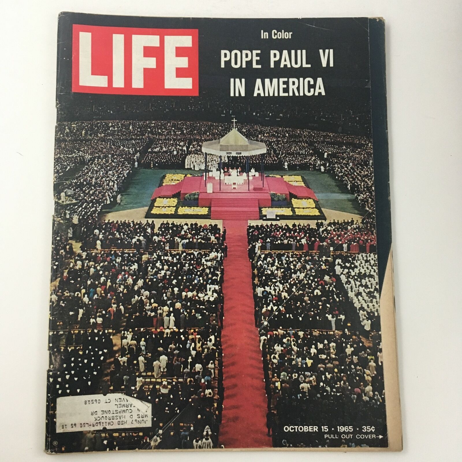 Life Magazine October 15 1965 In Color Photo of Pope Paul VI in America