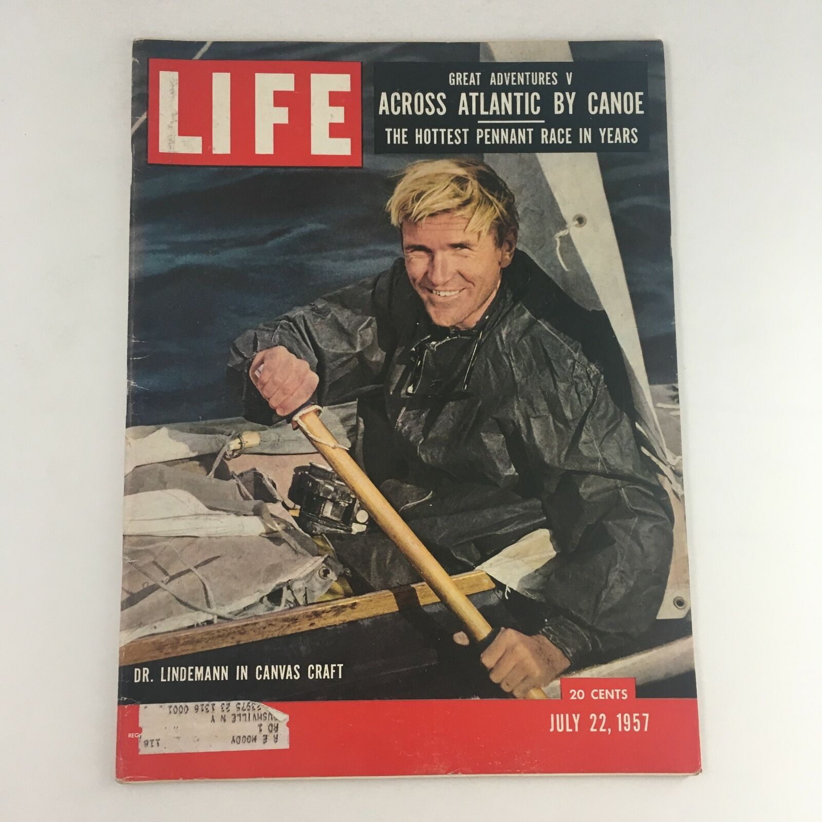 Life Magazine July 22 1957 Dr. Lindemann In Canvas Craft & Across Atlantic Canoe