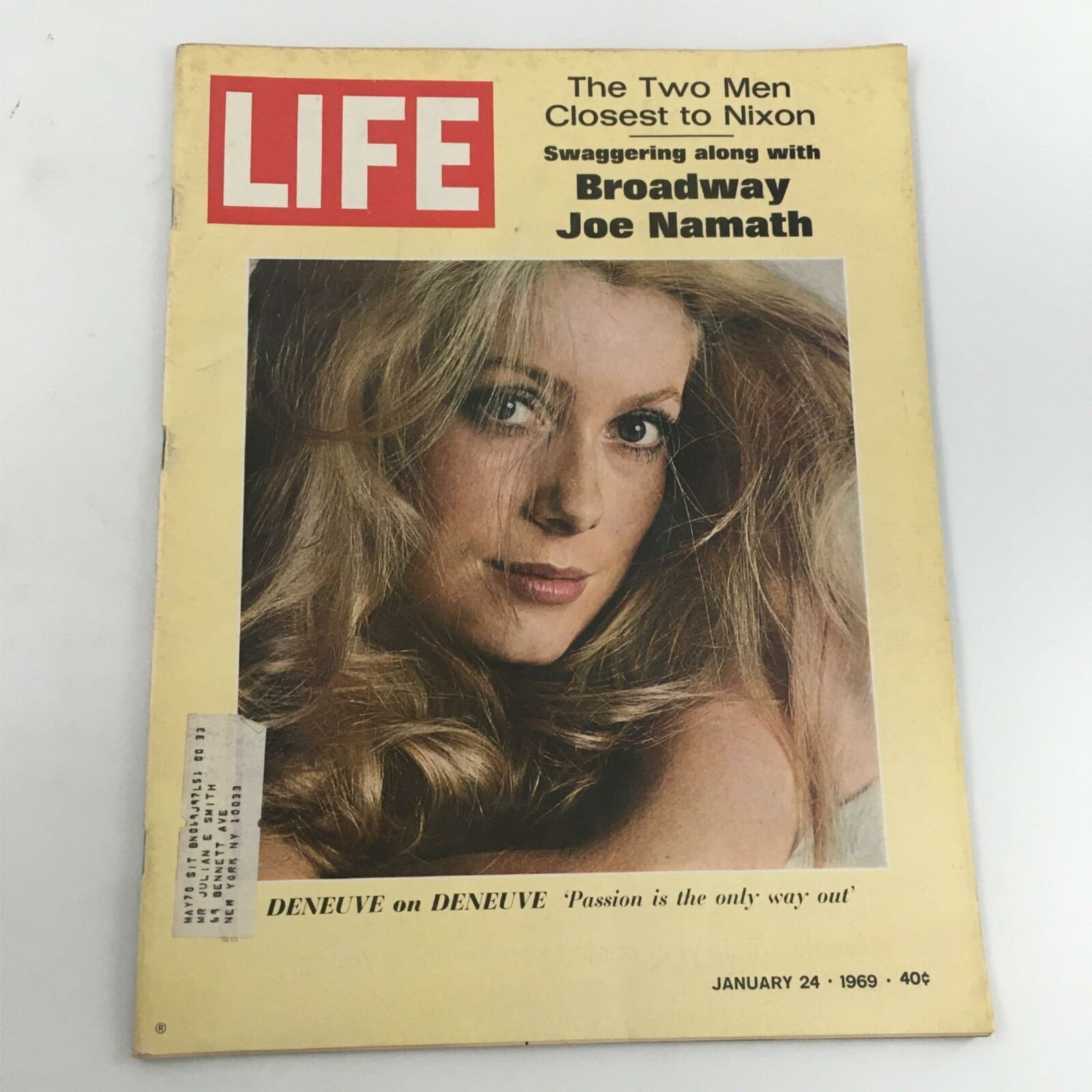 VTG Life Magazine January 24, 1969 Catherine Deneuve, Joe Namath