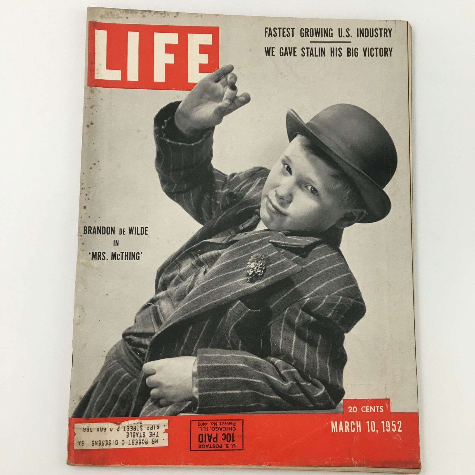 VTG Life Magazine March 10 1952 Brandon de Wilde in "Mrs. McThing" Play