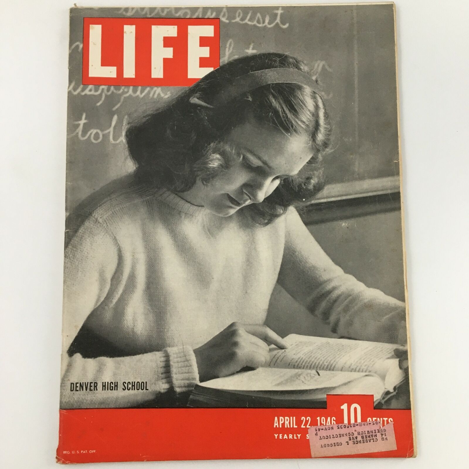 VTG Life Magazine April 22 1946 Photograph of a Student in Denver High School