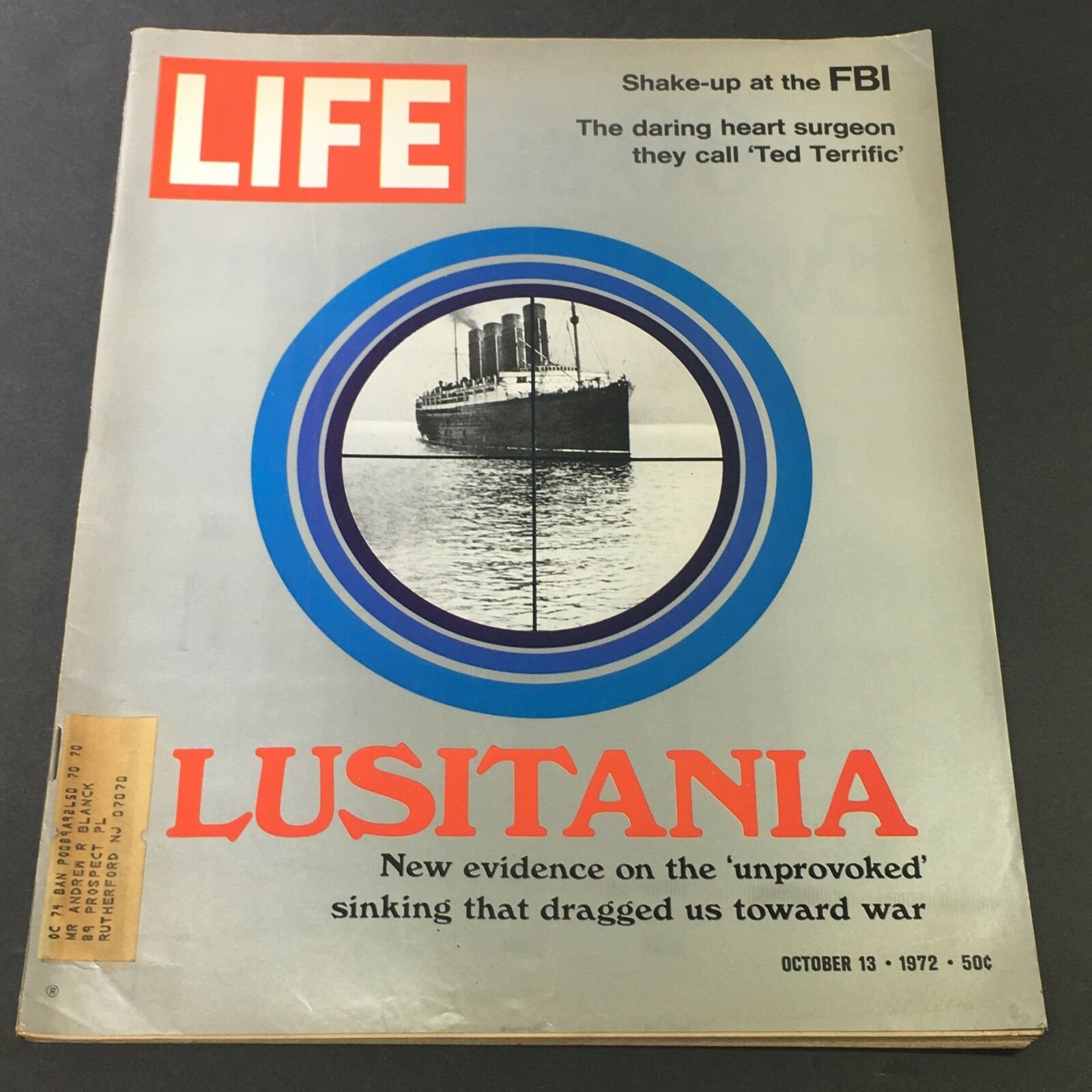 VTG Life Magazine October 13 1972 - Heart Surgeon Ted Terrific / Lusitania