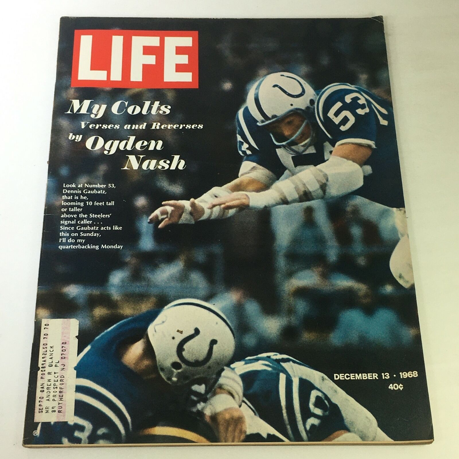 VTG Life Magazine December 13 1968 - #53 Dennis Gaubatz / My Colts by Ogden Nash